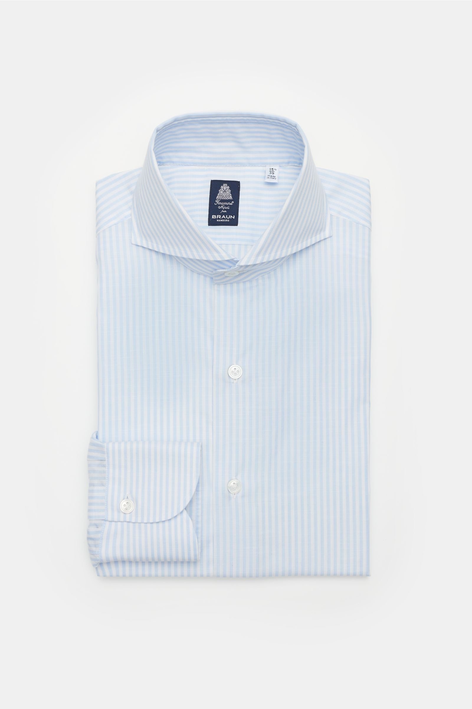 Business shirt 'Sergio Napoli' shark collar pastel blue/white striped