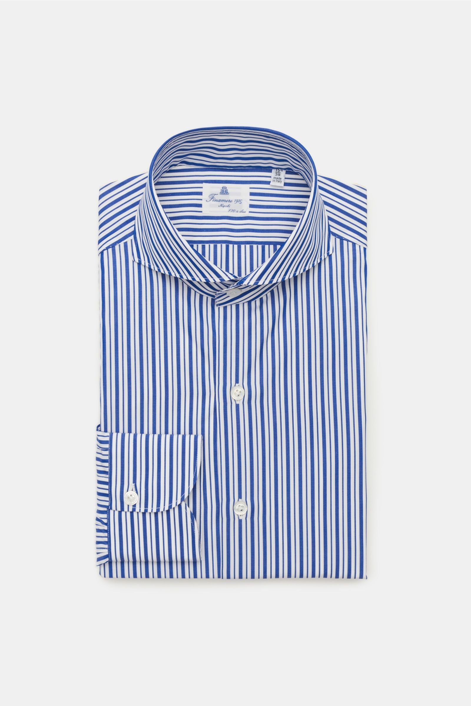 Business shirt 'Sergio Milano' shark collar navy/white striped