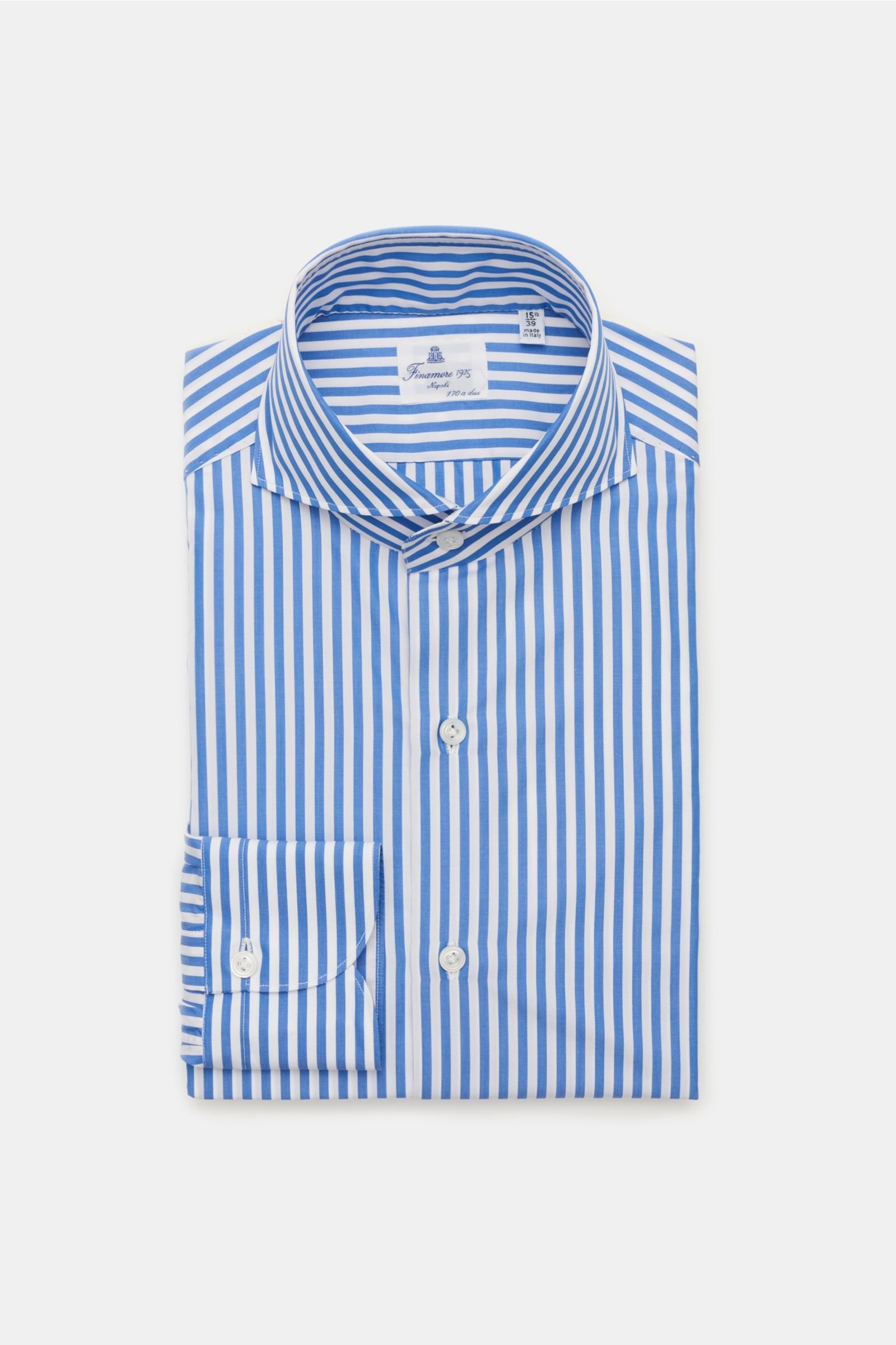 Business shirt 'Sergio Milano' shark collar, smoky blue/white striped