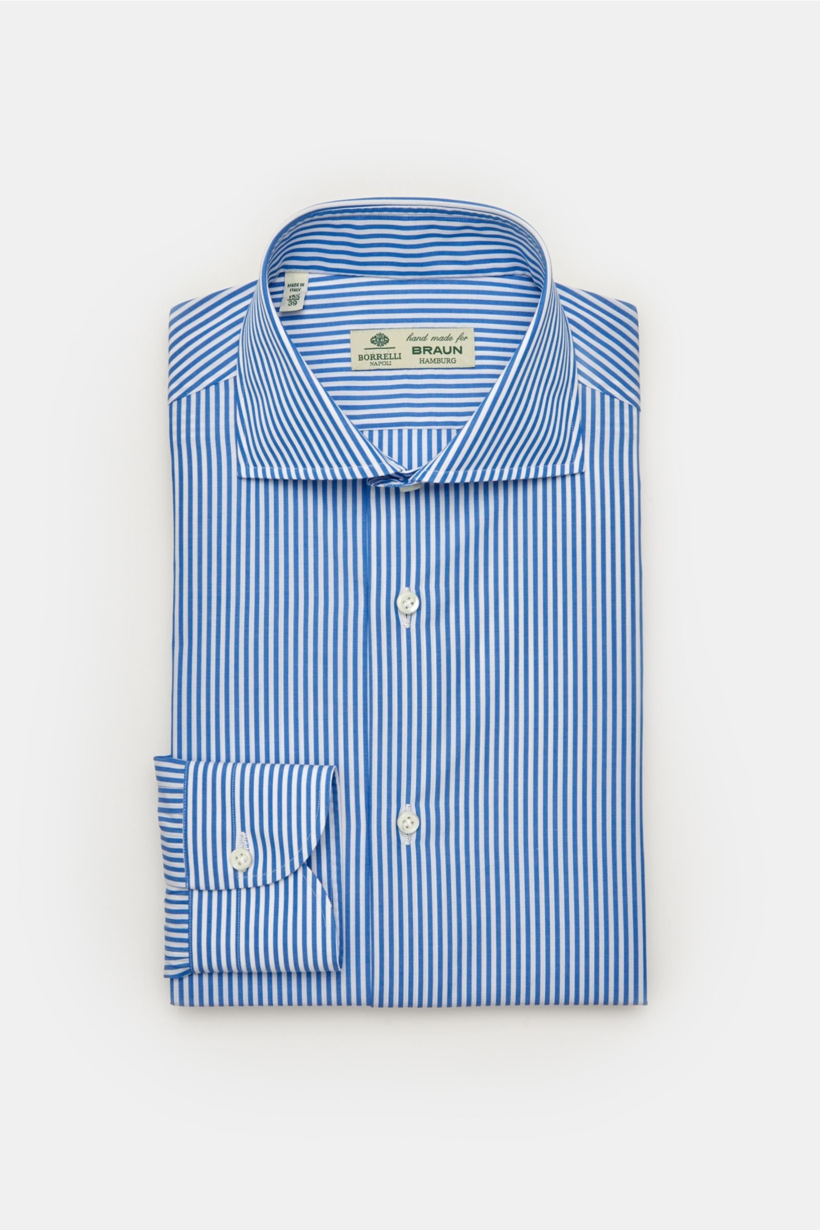 Business shirt 'Nando' shark collar smoky blue striped