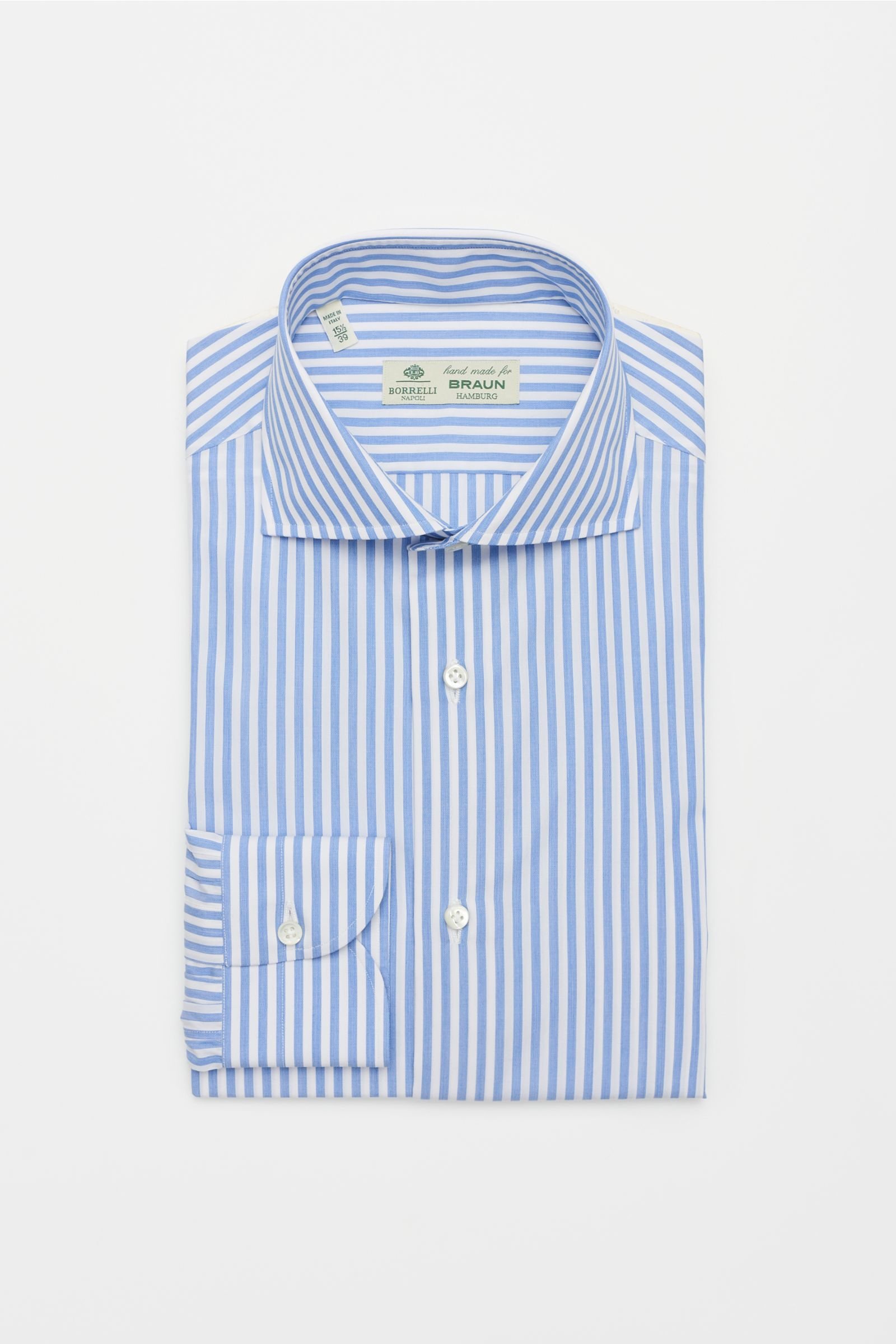 Business shirt 'Nando' shark collar smoky blue striped