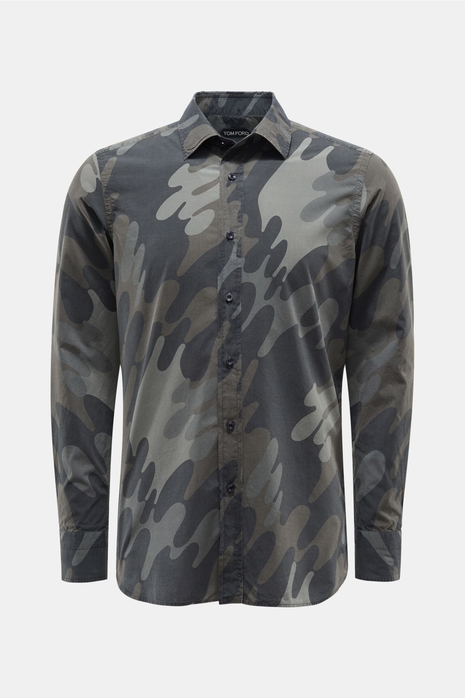 Casual shirt Kent collar dark grey patterned