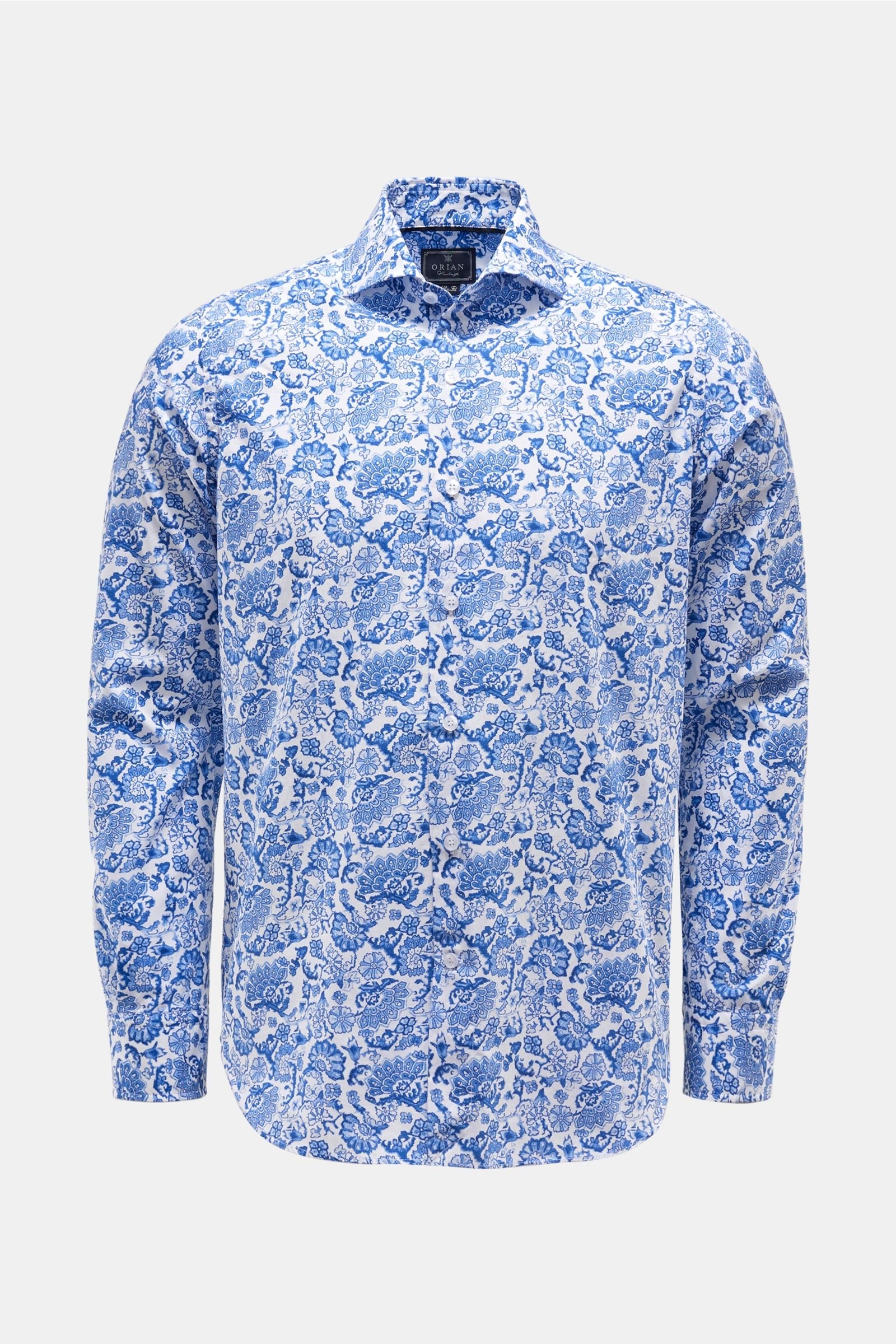 Casual shirt shark collar dark blue/white patterned