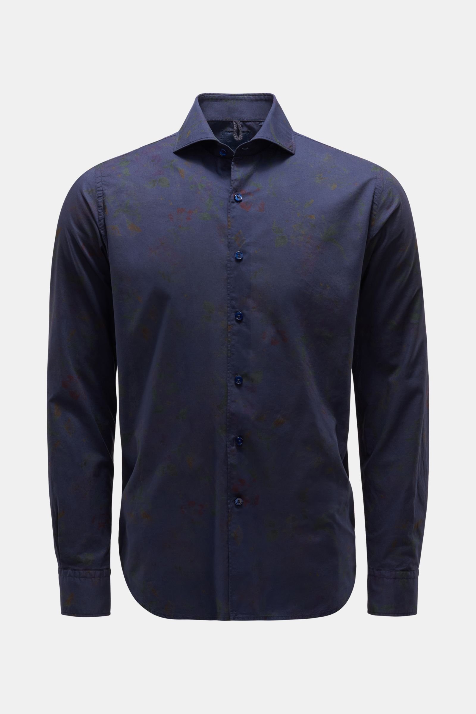Casual shirt shark collar navy patterned