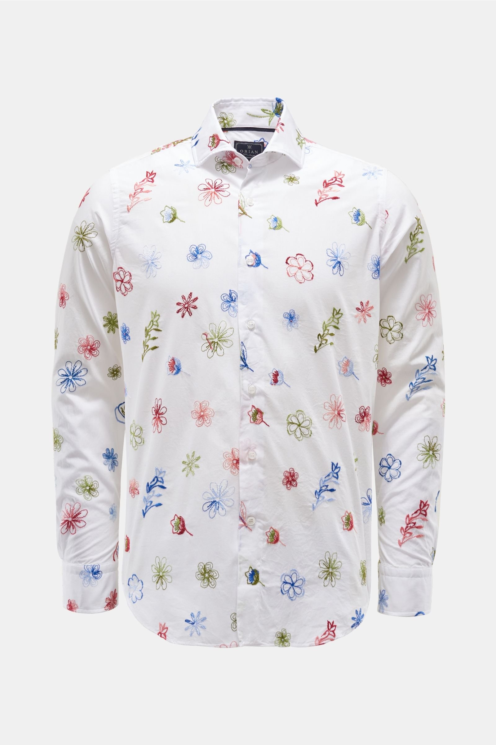 Casual shirt shark collar white patterned