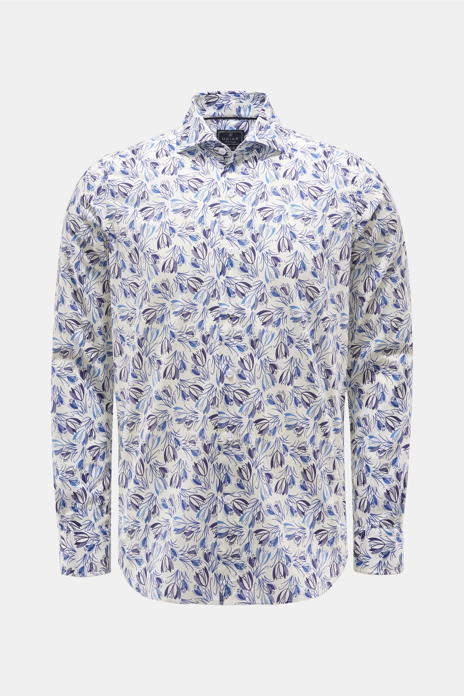 Casual shirt shark collar navy/white patterned