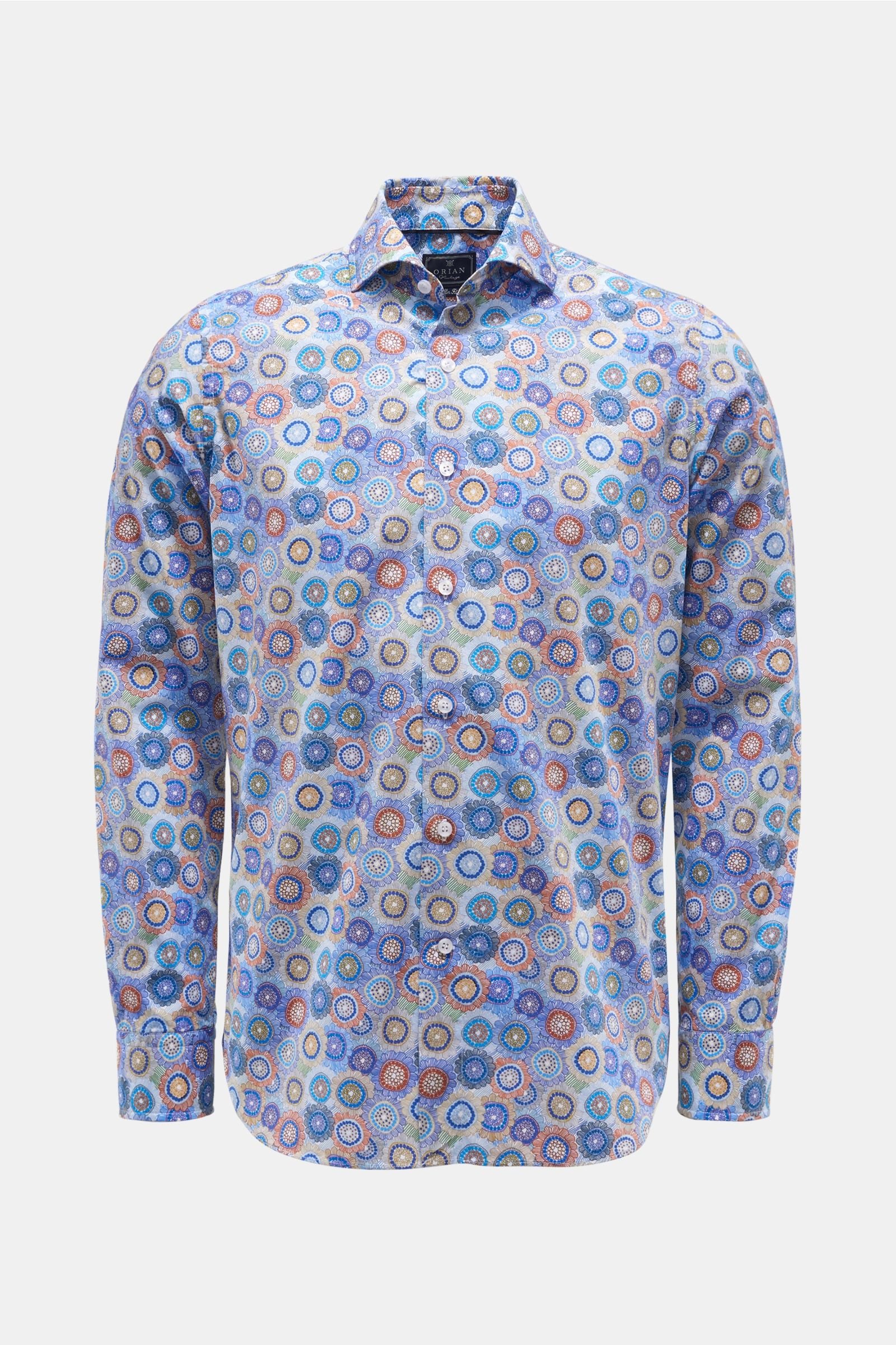 Casual shirt shark collar blue patterned