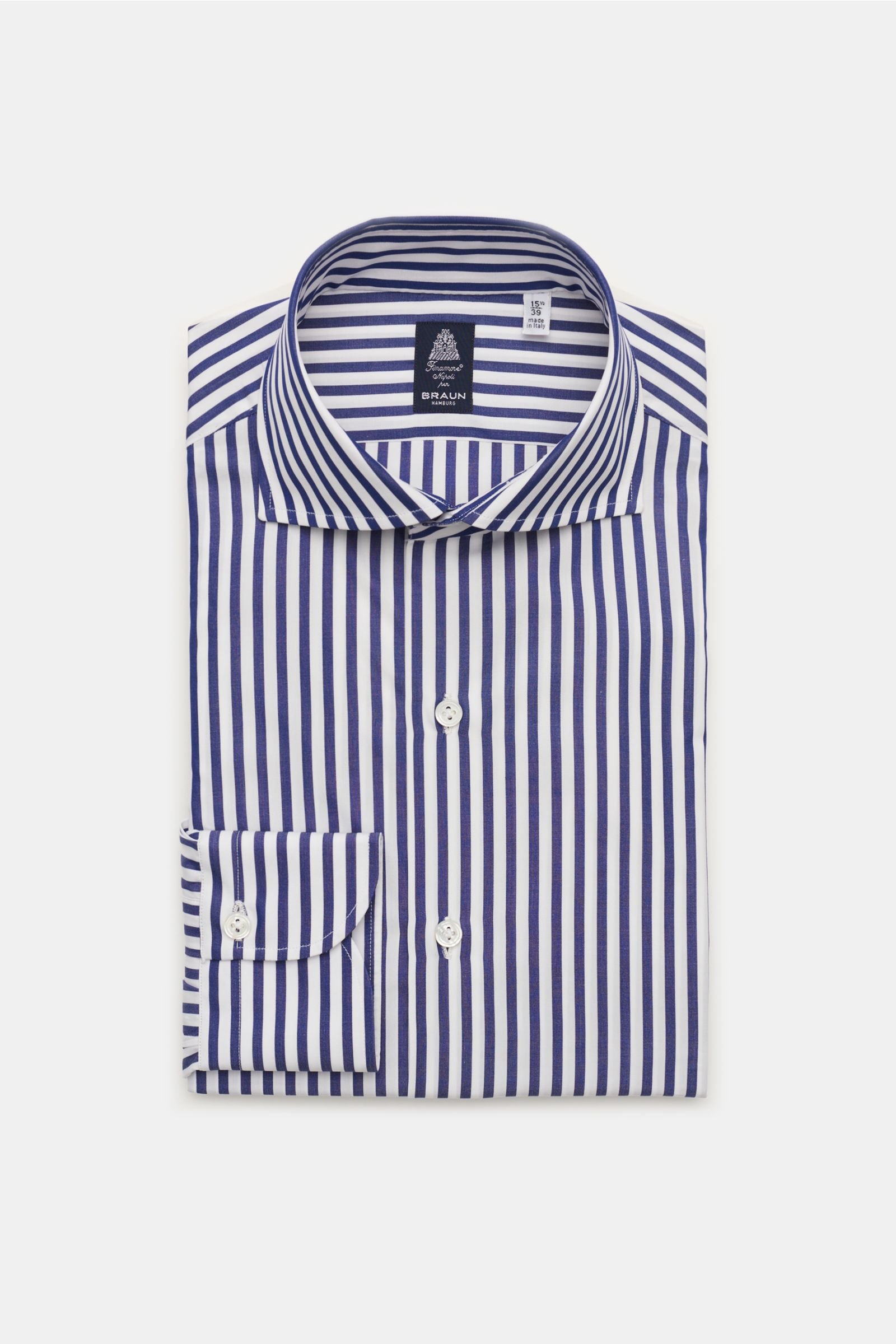 Business shirt 'Eduardo Napoli' shark collar navy/white striped