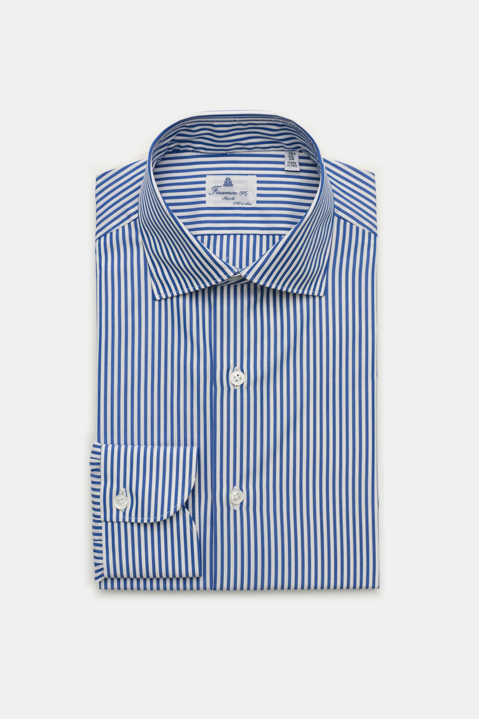 Business shirt 'Luigi Milano' shark collar smoky blue/white striped