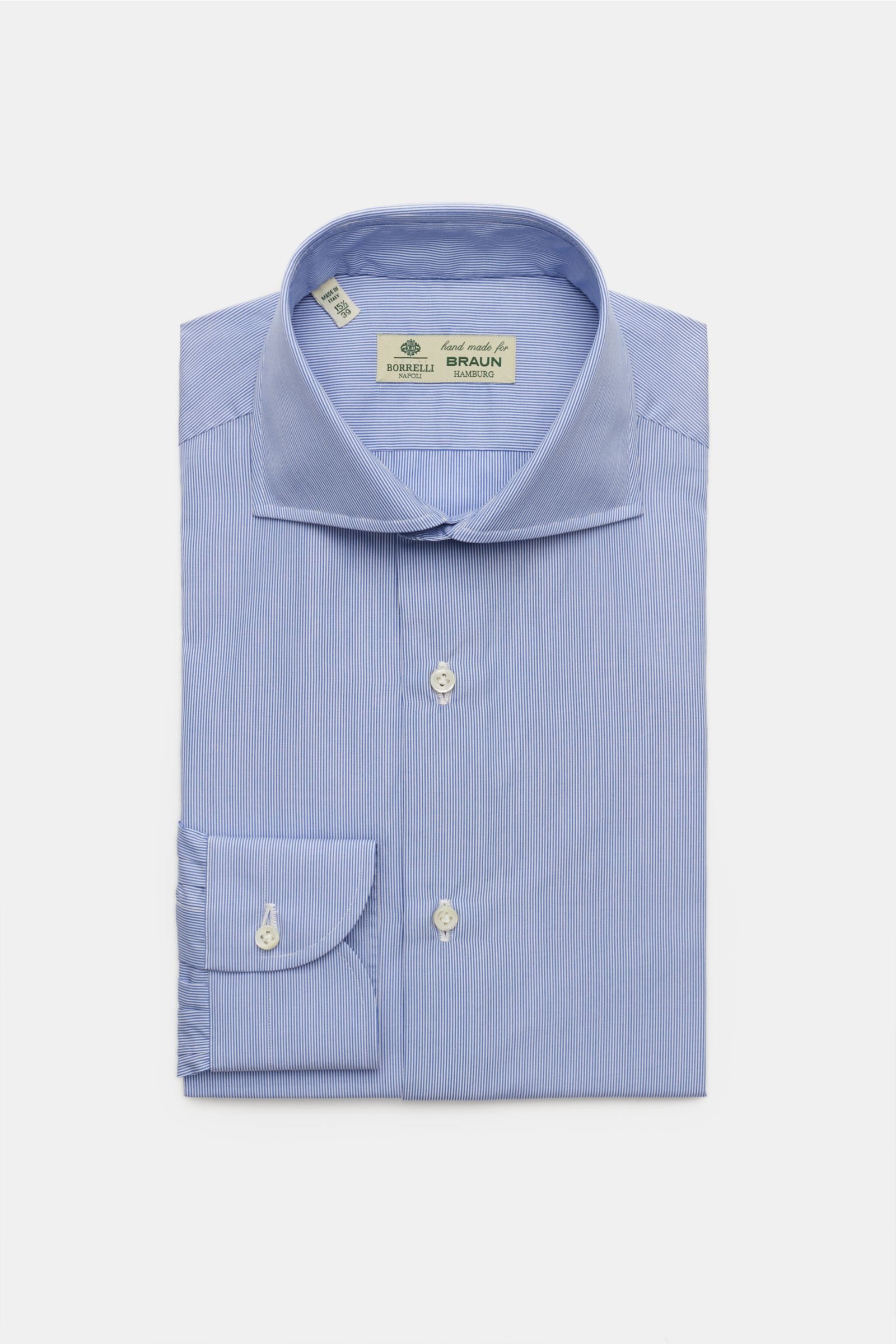 Business shirt 'Nando' shark collar smoky blue/white striped