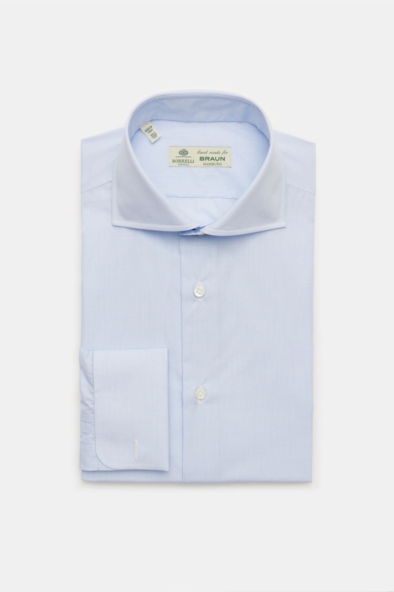 Business shirt 'Nando' shark collar light blue checked