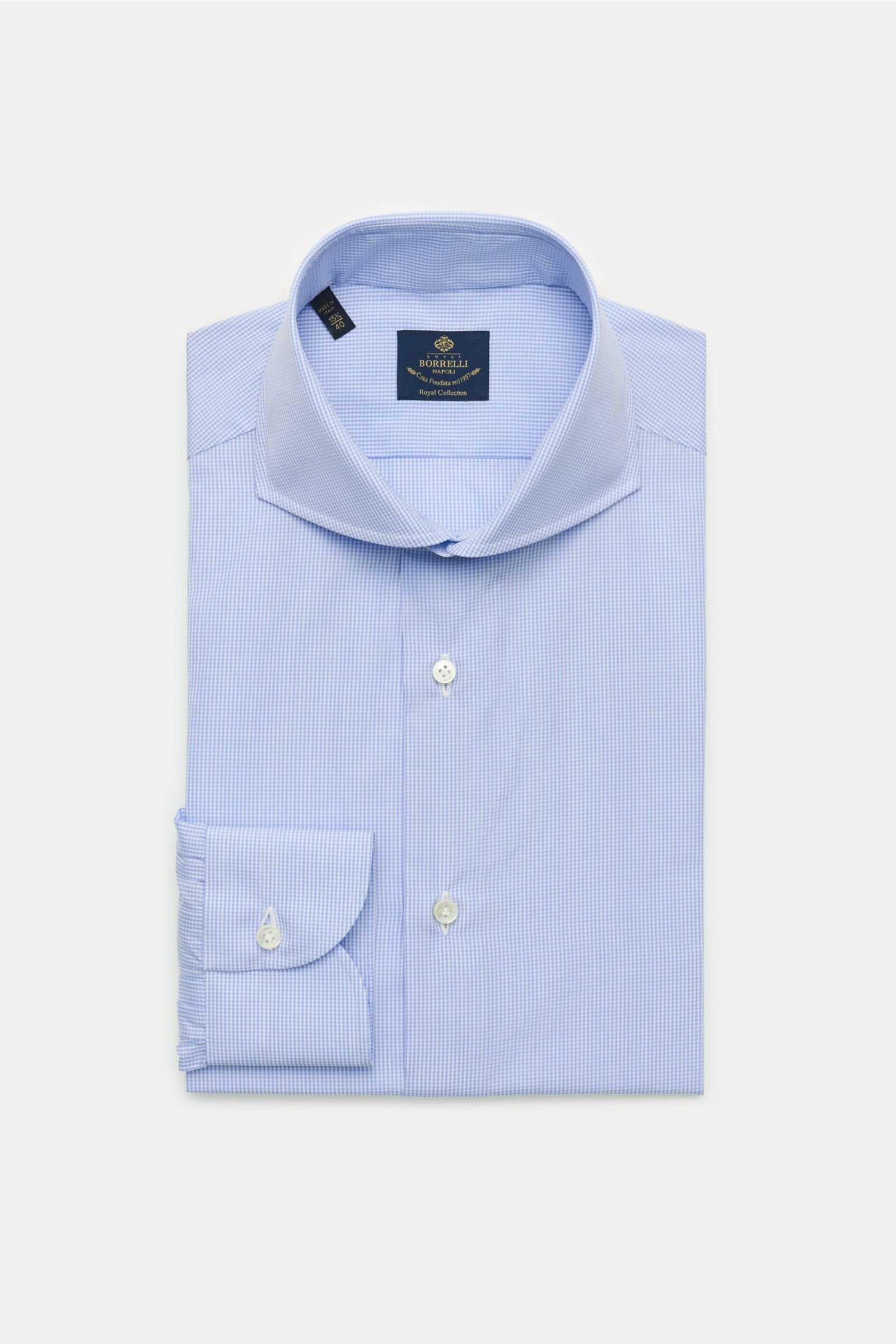 Business shirt 'Sandro' shark collar light blue/white checked