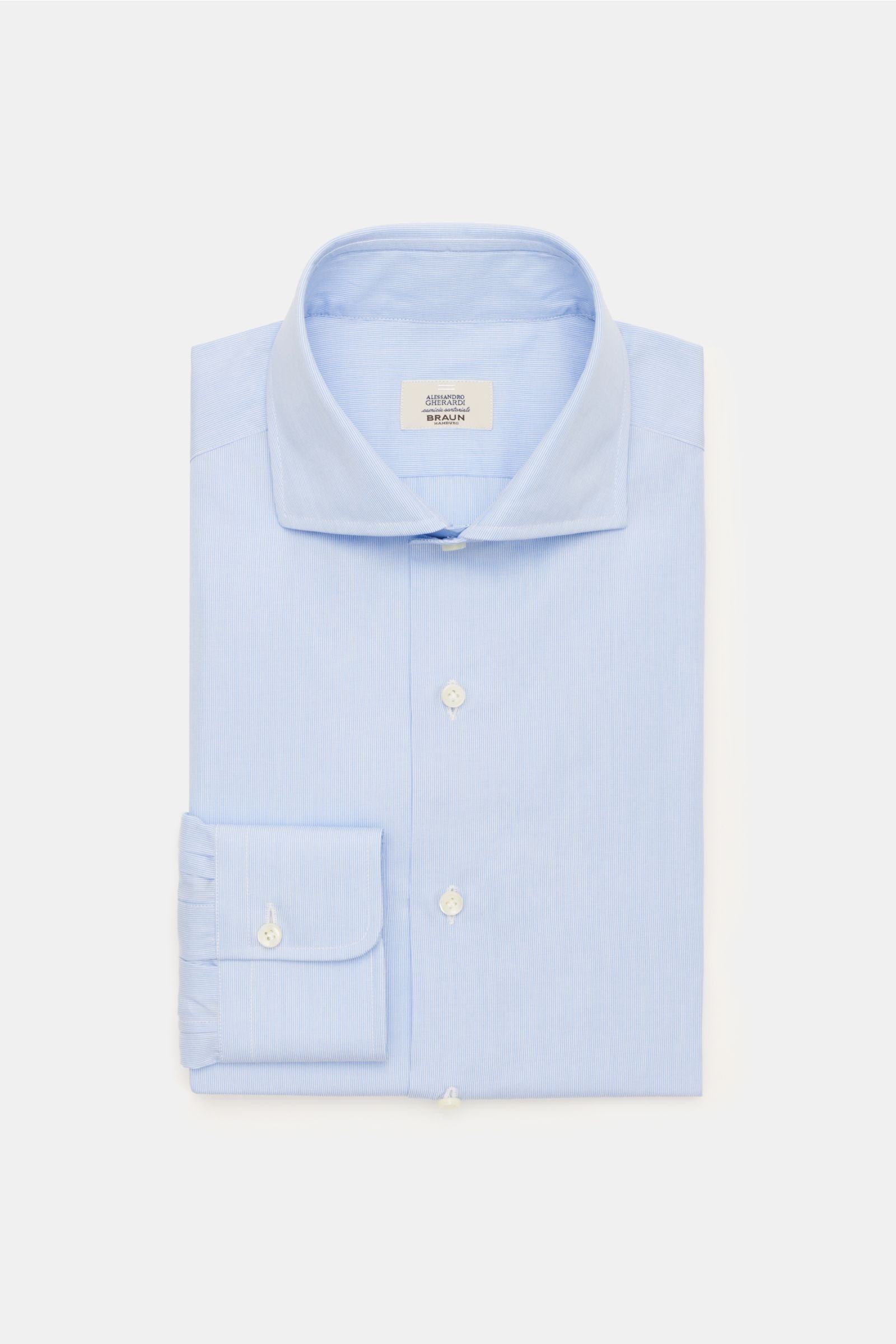 Business shirt shark collar smoky blue/white striped