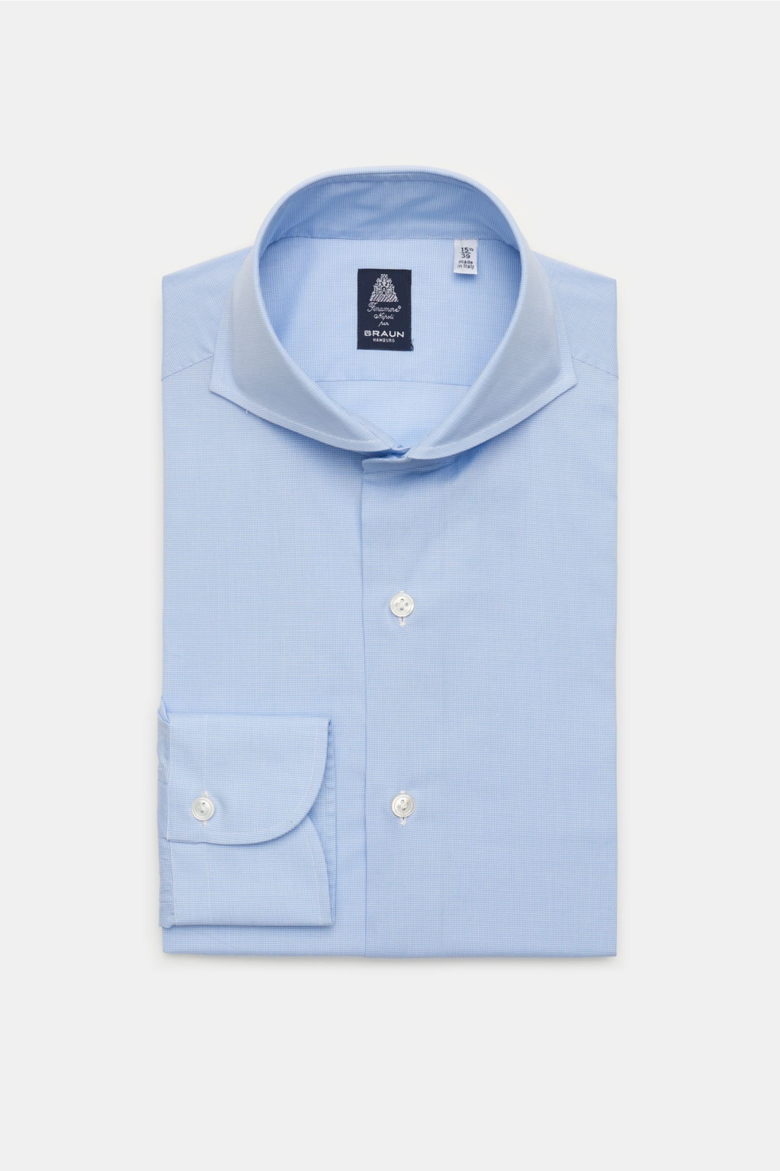 Business shirt 'Sergio Napoli' shark collar light blue/white checked