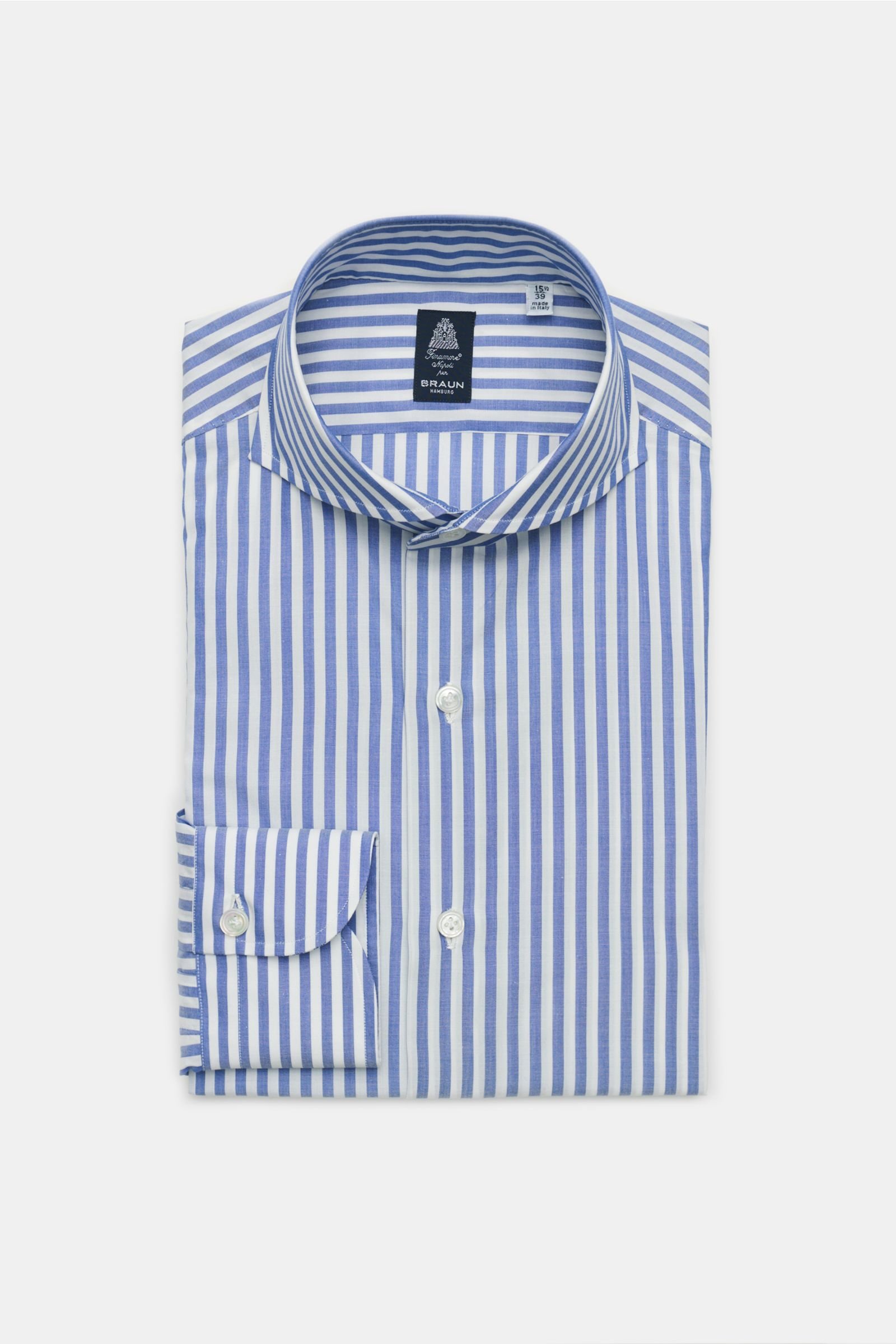 Business shirt 'Sergio Napoli' shark collar smoky blue/white striped