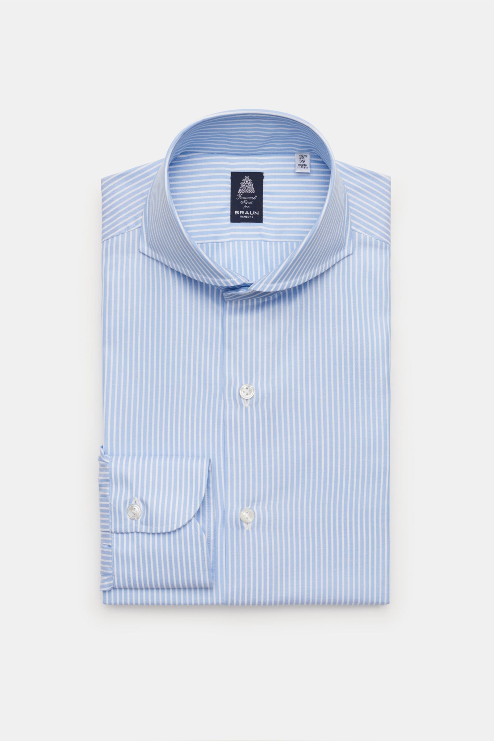Business shirt 'Sergio Napoli' shark collar light blue/white striped 