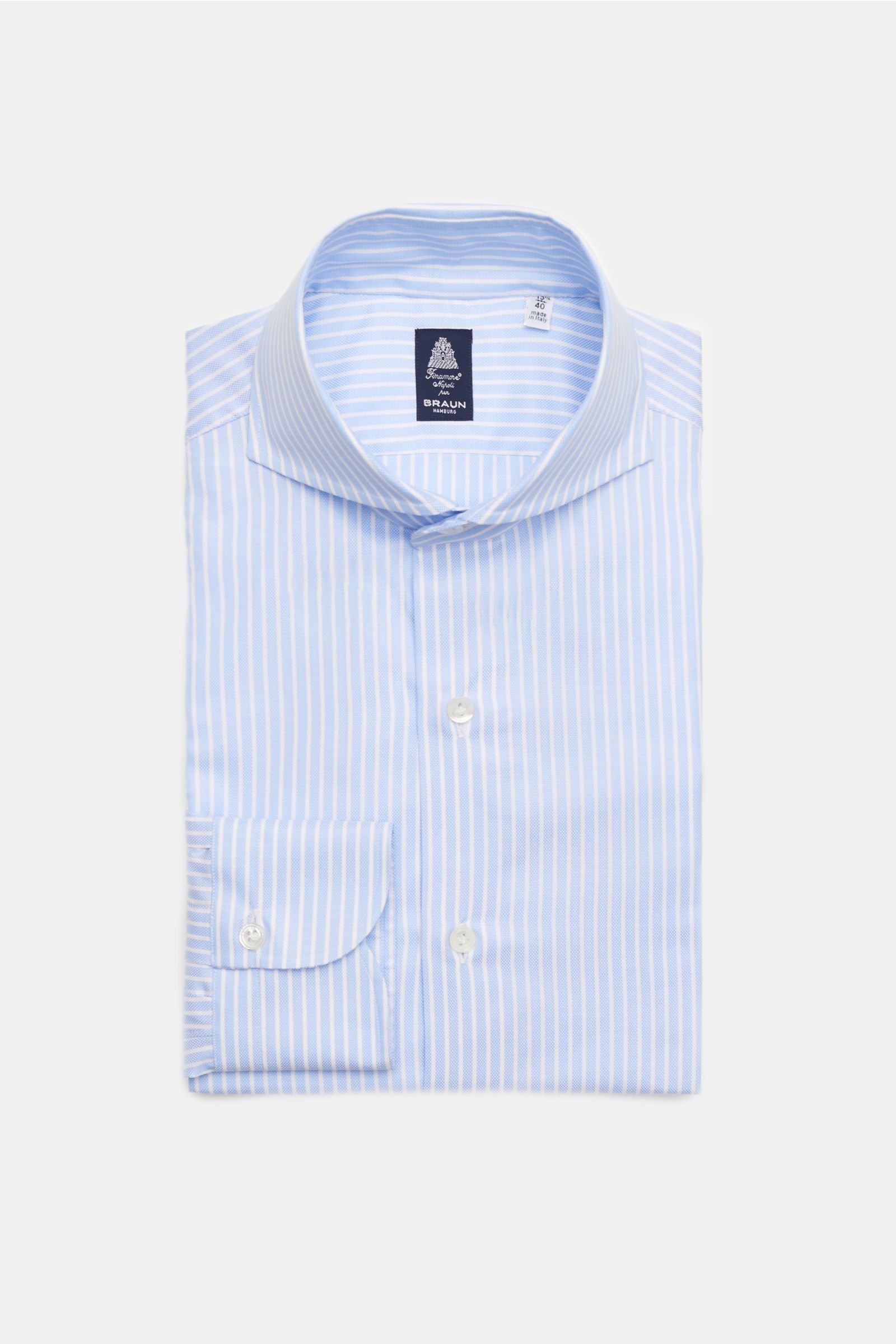 Oxford shirt 'Sergio Napoli' shark collar light blue/white striped 
