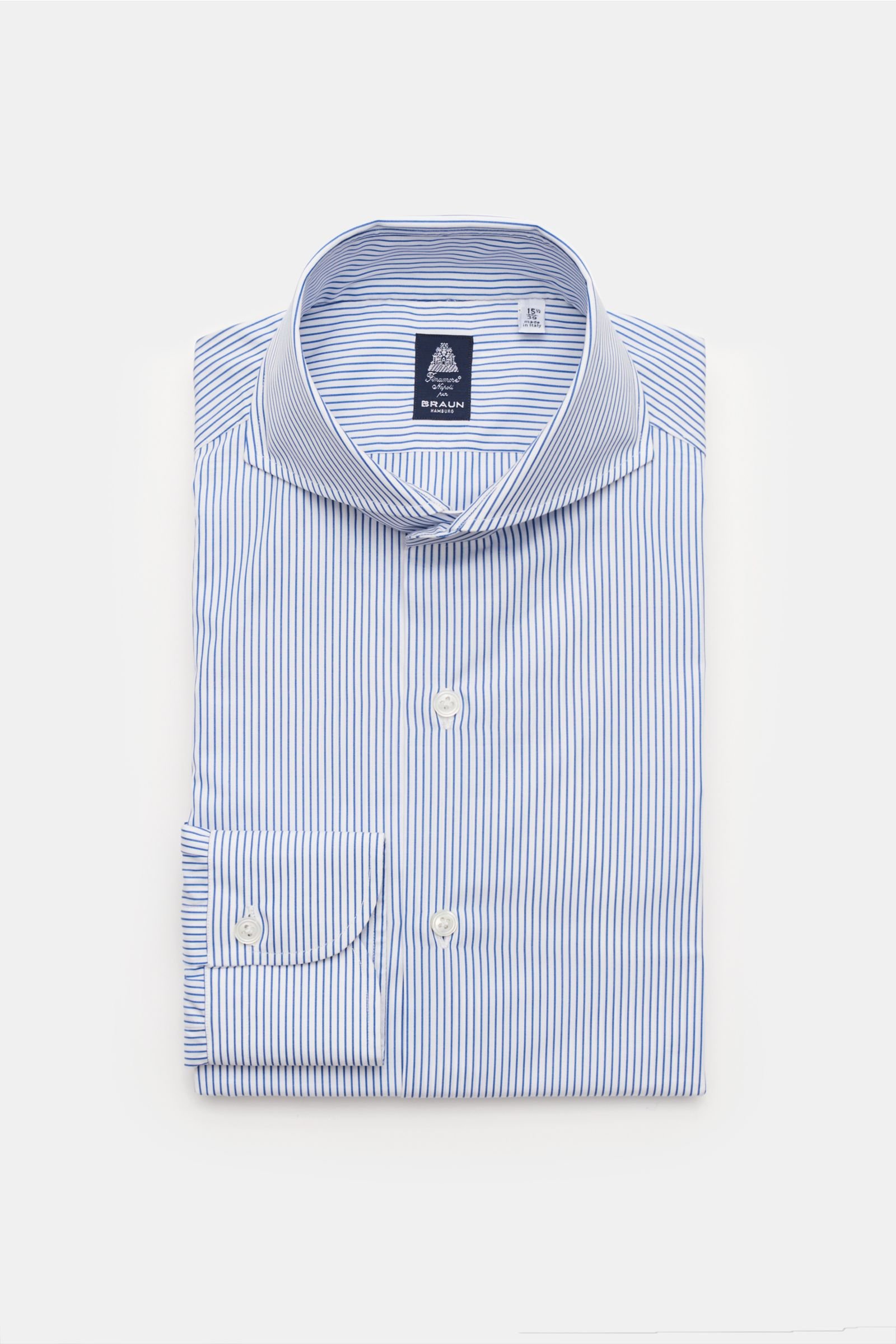 Business shirt 'Sergio Napoli' shark collar grey-blue/white striped