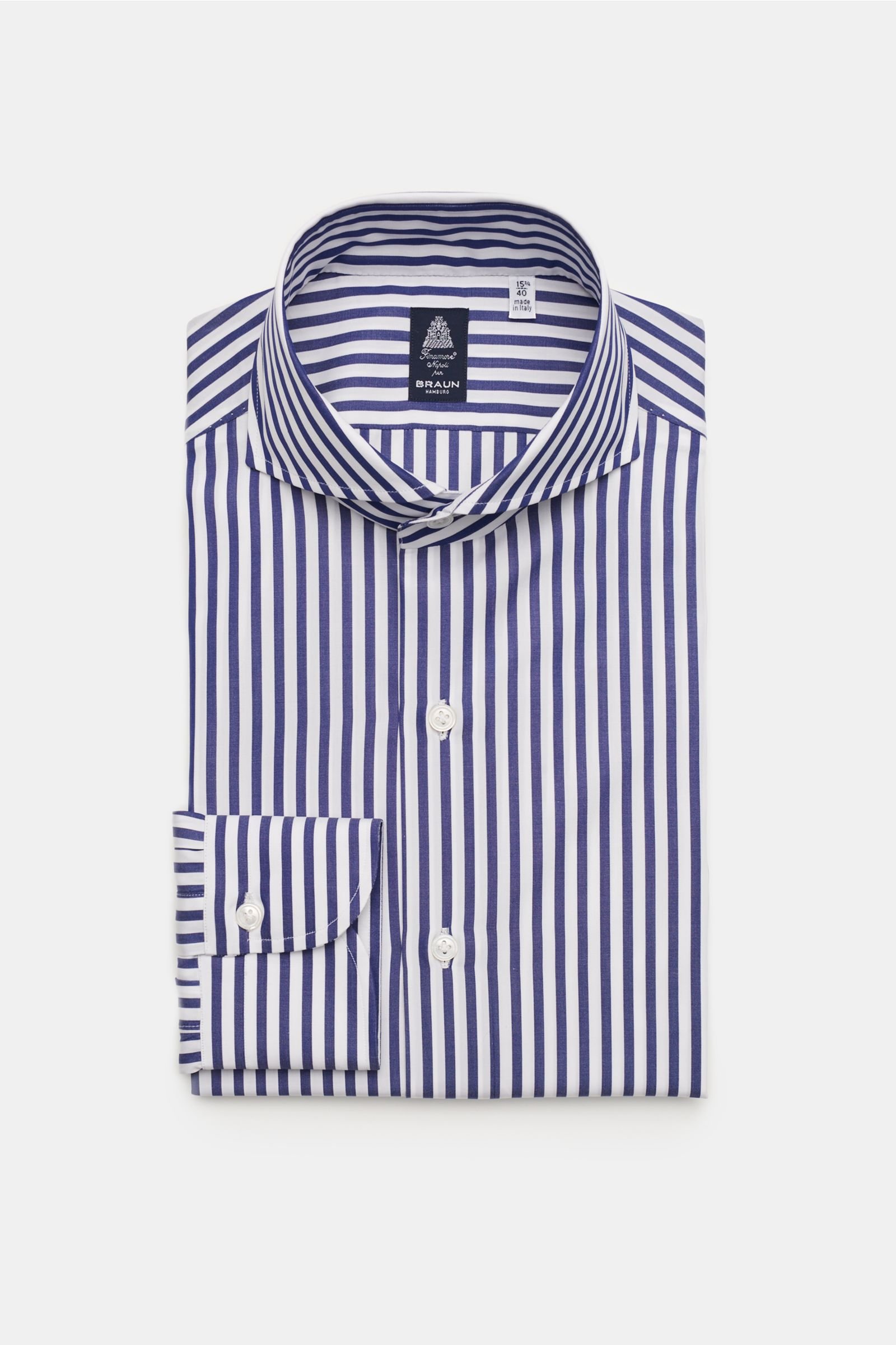 Business shirt 'Sergio Napoli' shark collar navy/white striped