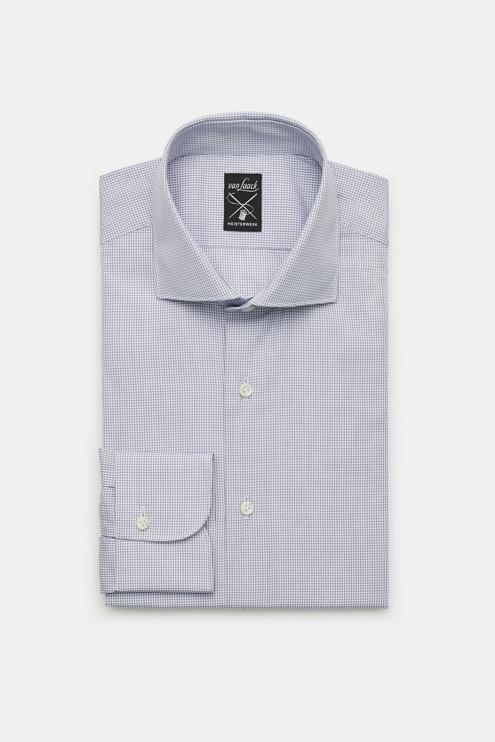 Business shirt 'Mivara Tailor Fit' shark collar navy/white checked