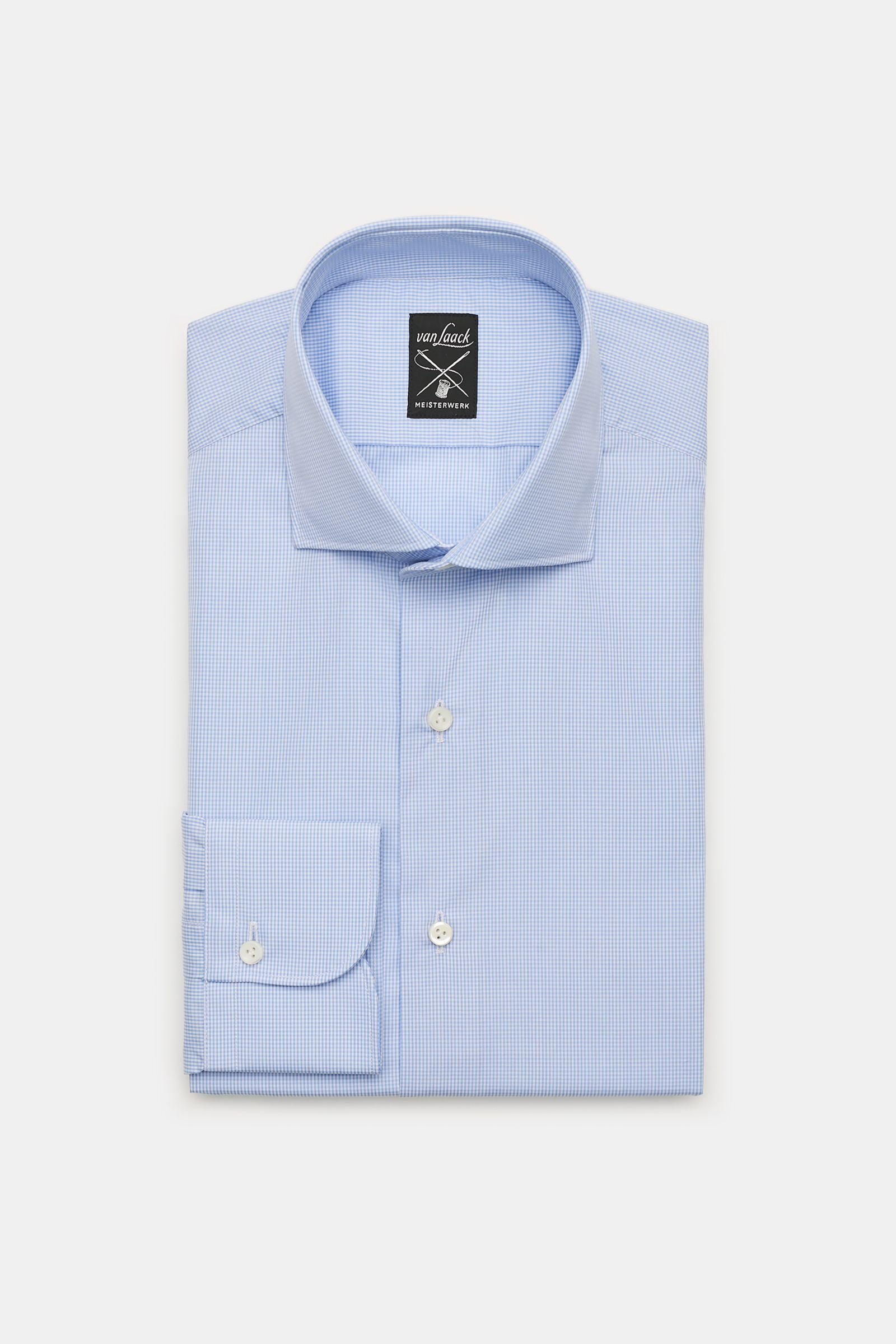 Business shirt 'Mivara Tailor Fit' shark collar light blue/white checked