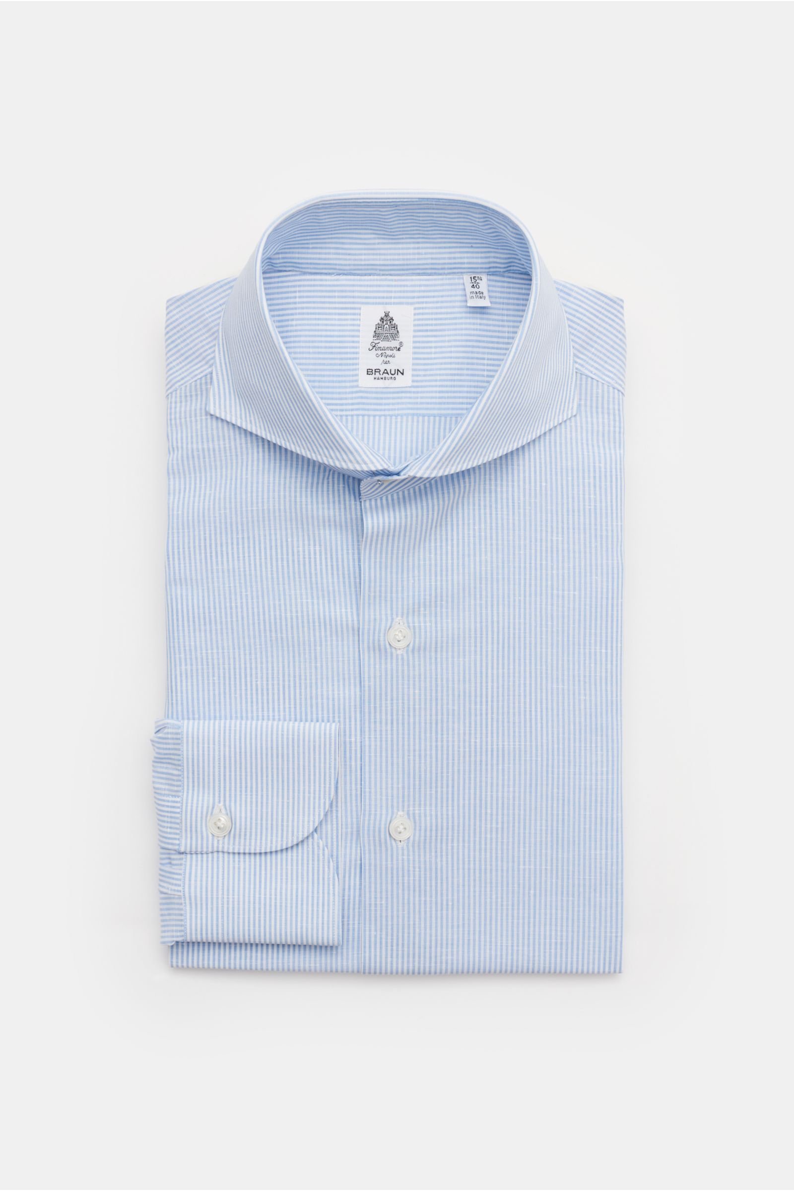 Business shirt 'Sergio Milano' shark collar light blue/white striped