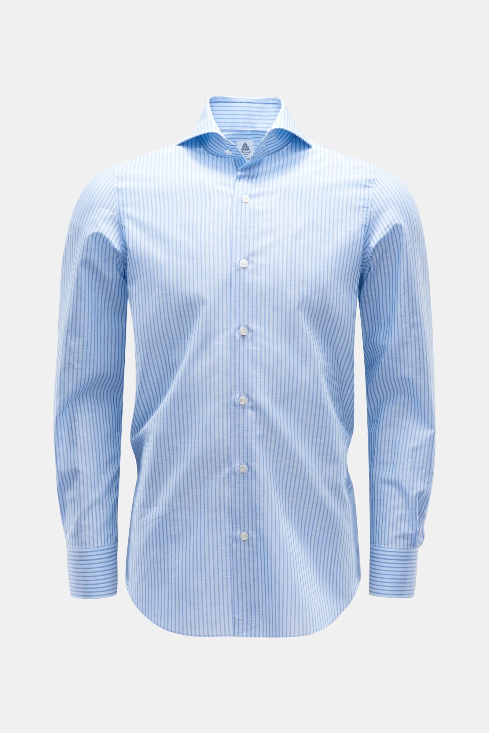 Business shirt 'Sergio Milano' shark collar light blue/blue striped