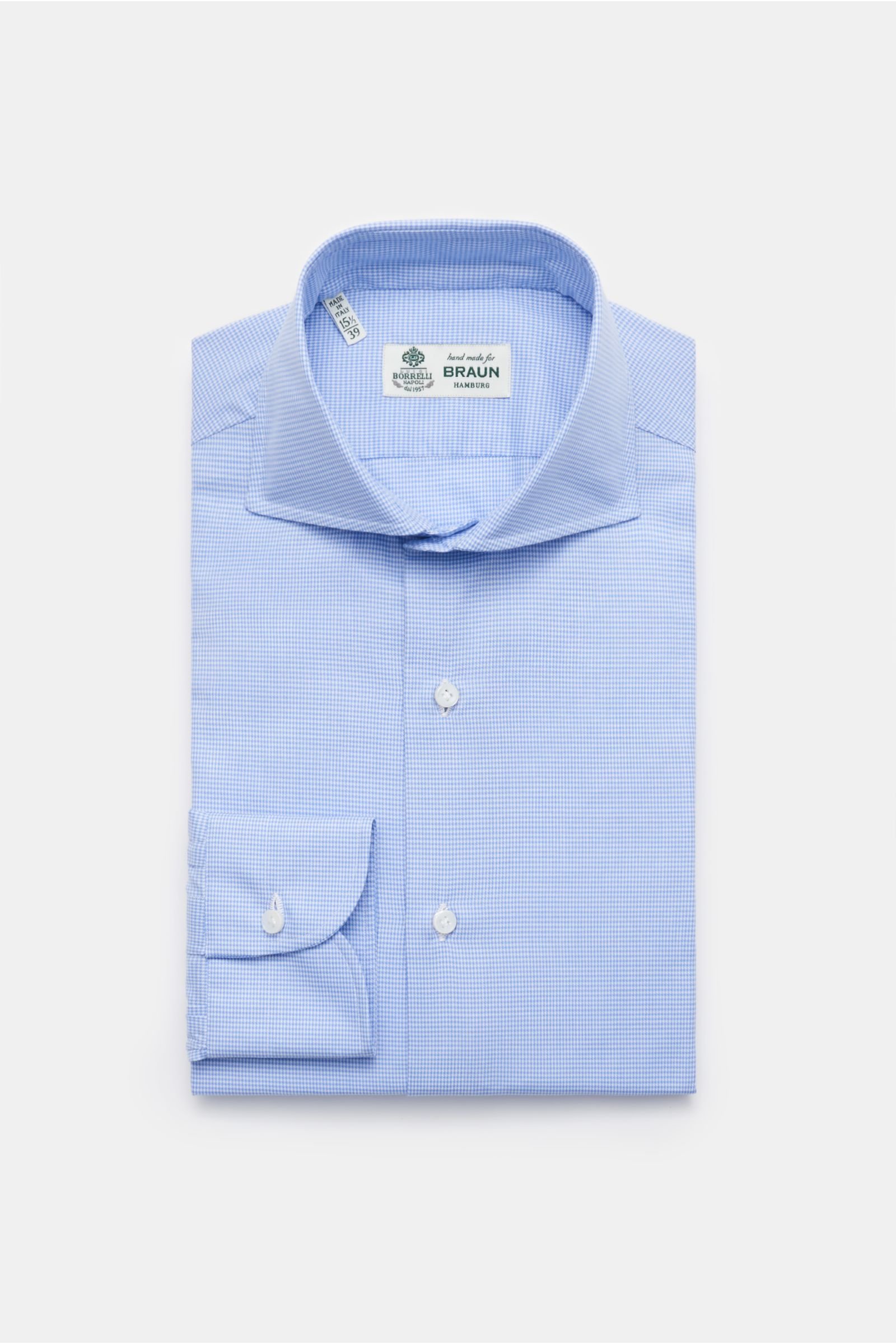 Business shirt 'Nando' shark collar smoky blue/white checked
