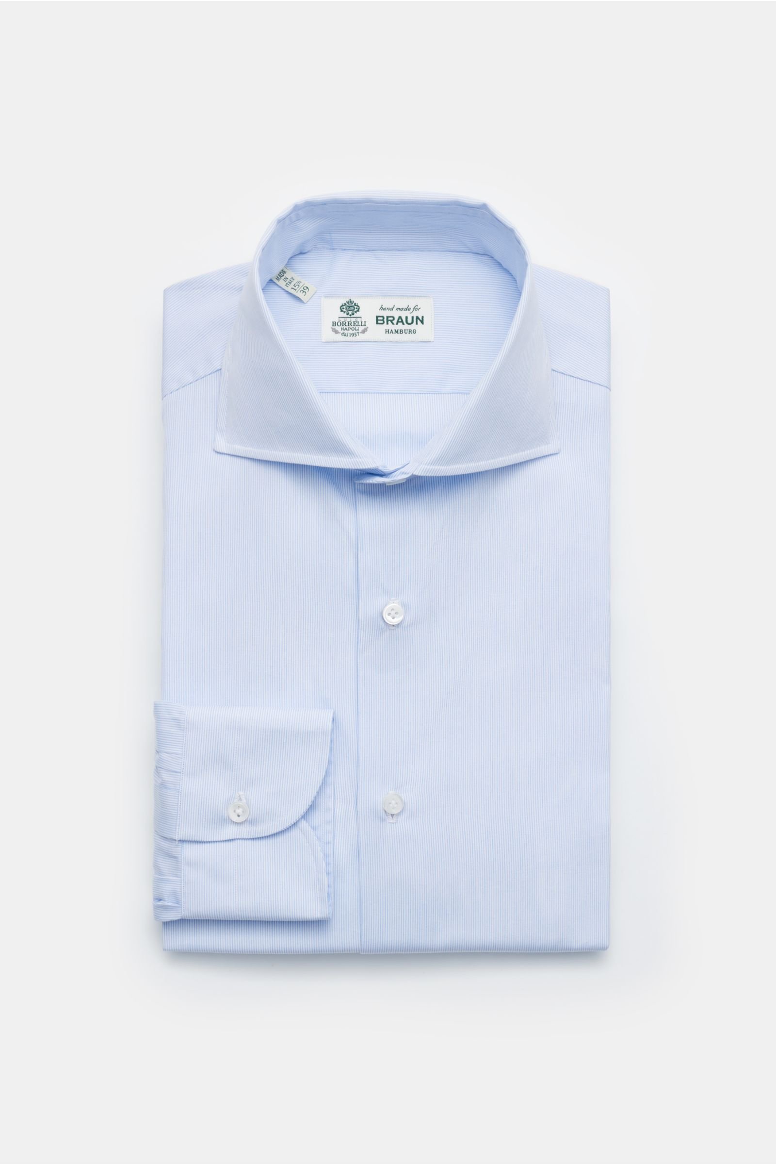 Business shirt 'Nando' shark collar light blue/white striped