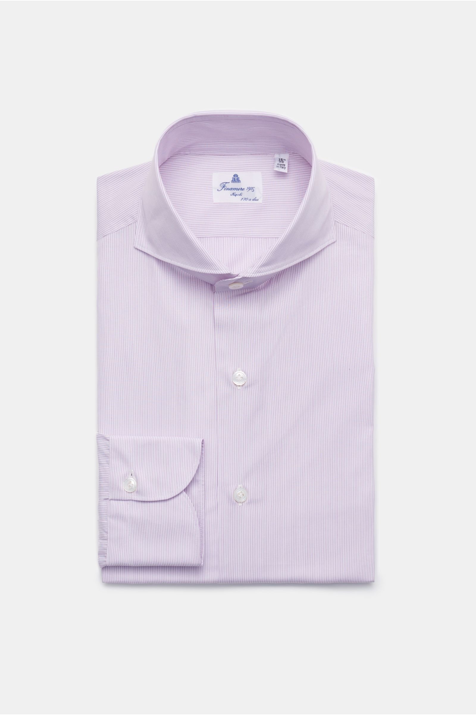 Business shirt 'Sergio Milano' shark collar burgundy/white striped
