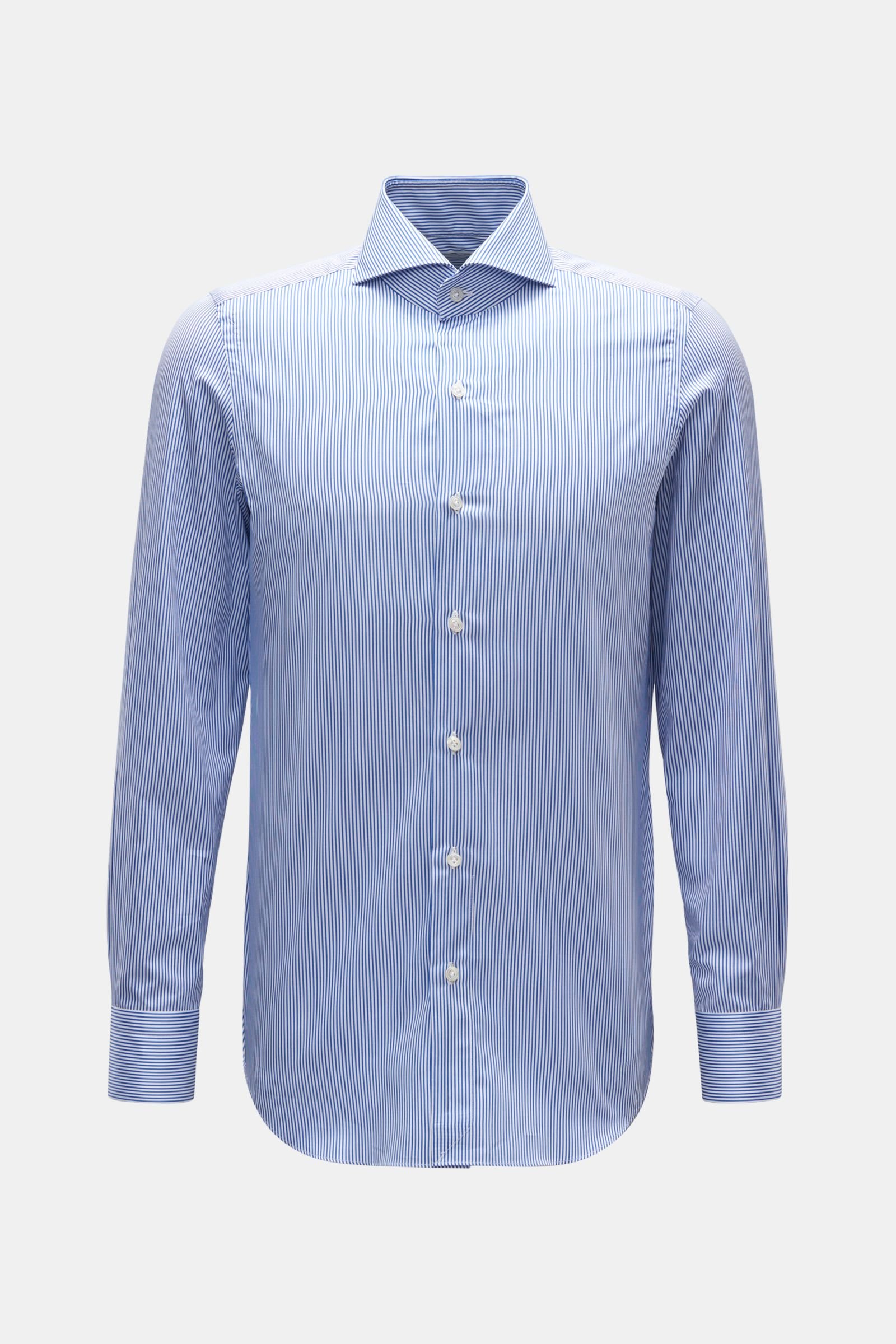 Business shirt 'Sergio Milano' shark collar, dark blue/white striped