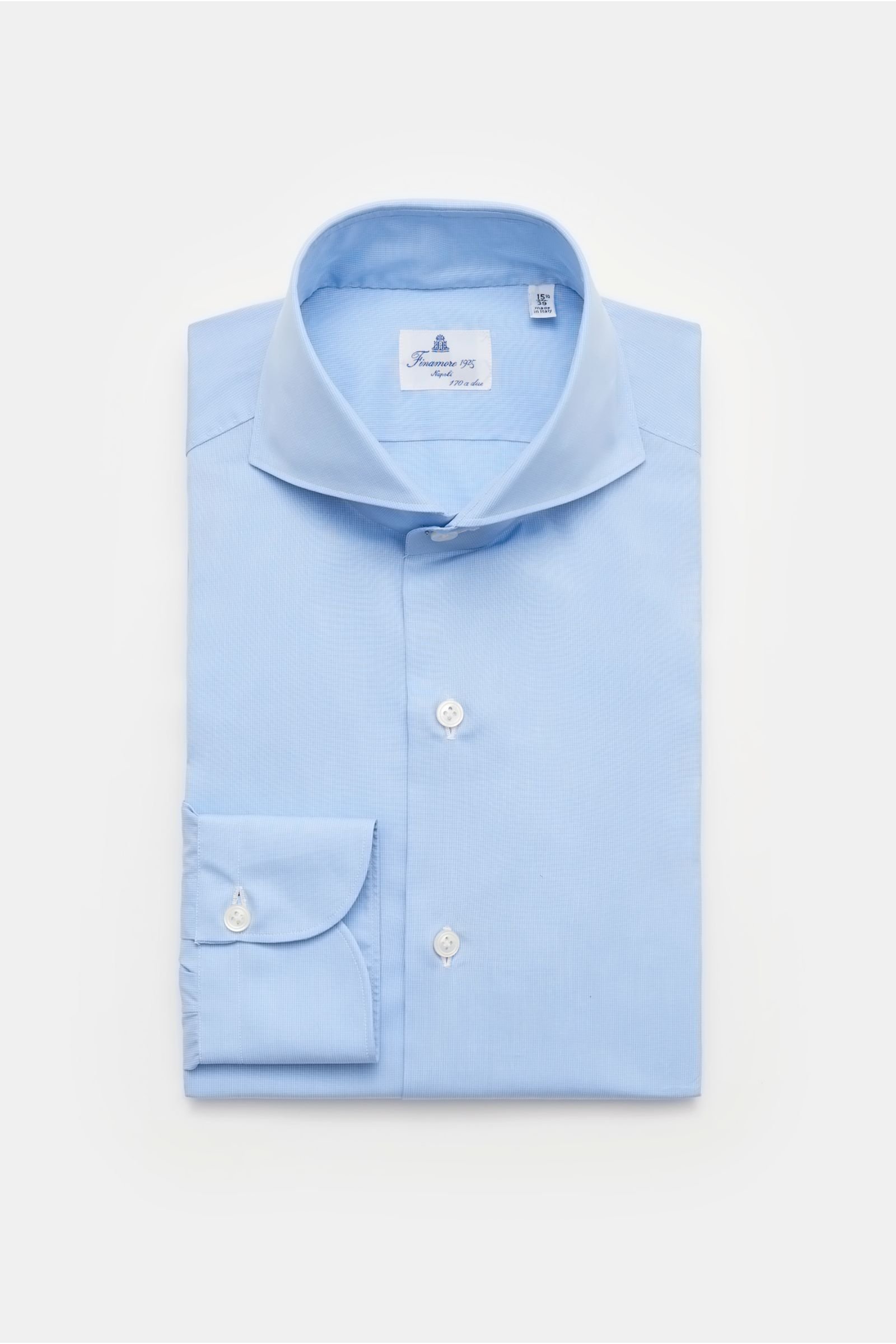 Business shirt 'Sergio Milano' shark collar, light blue/white checked