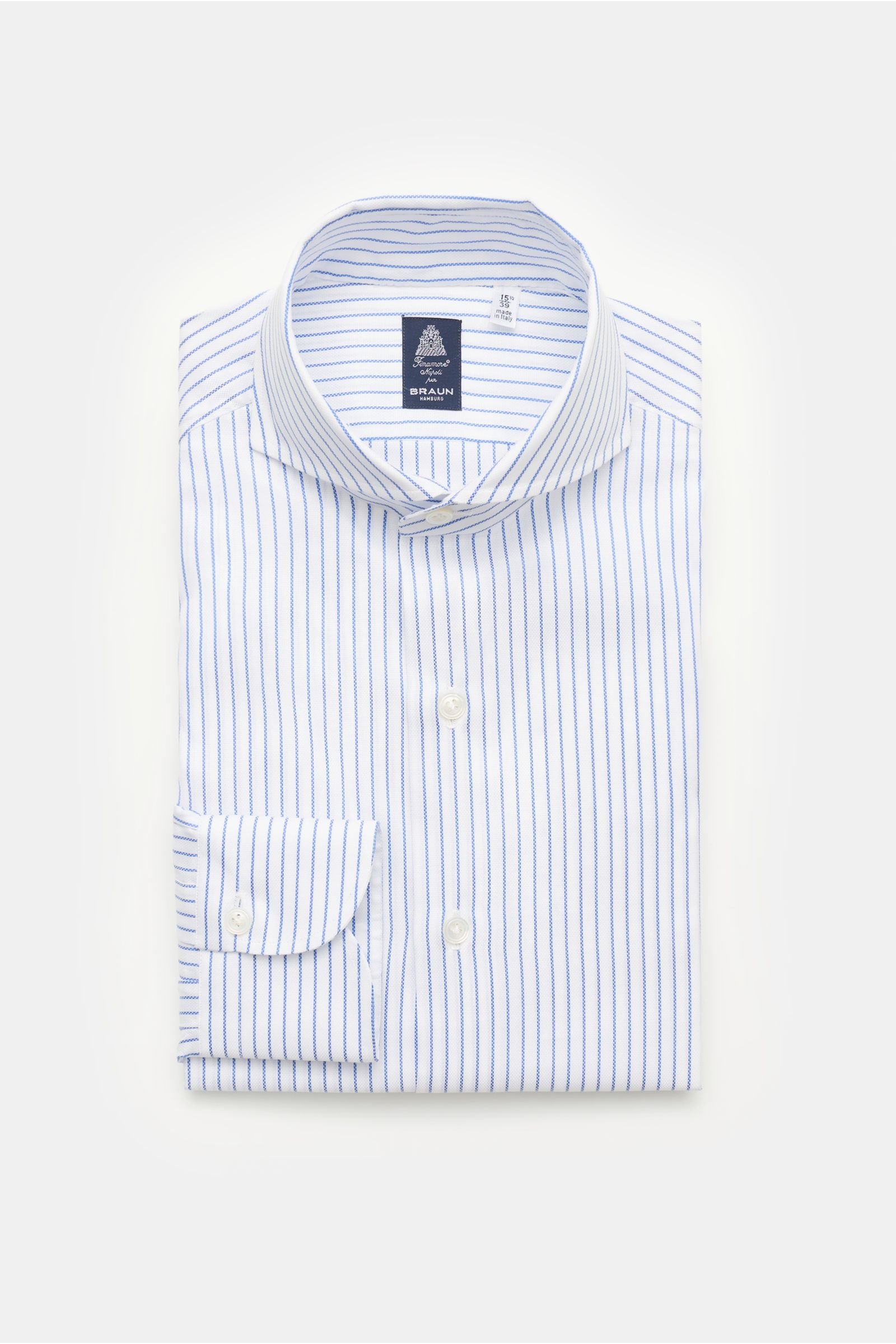 Oxford shirt 'Sergio Napoli' shark collar grey-blue/white striped