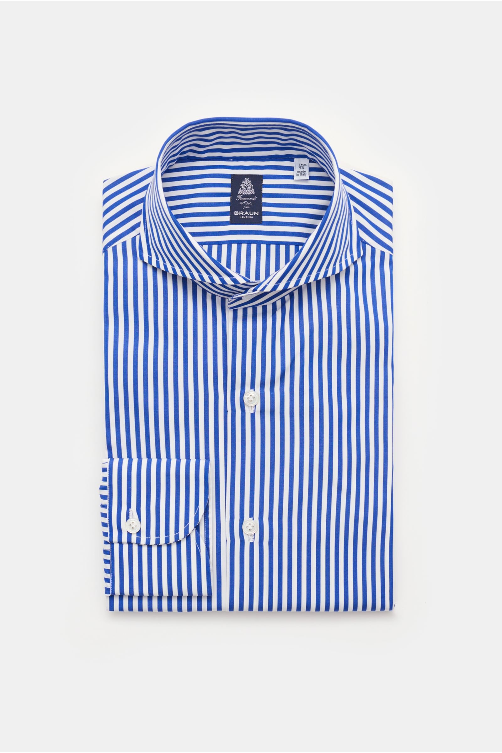 Business shirt 'Sergio Napoli' shark collar navy/white striped