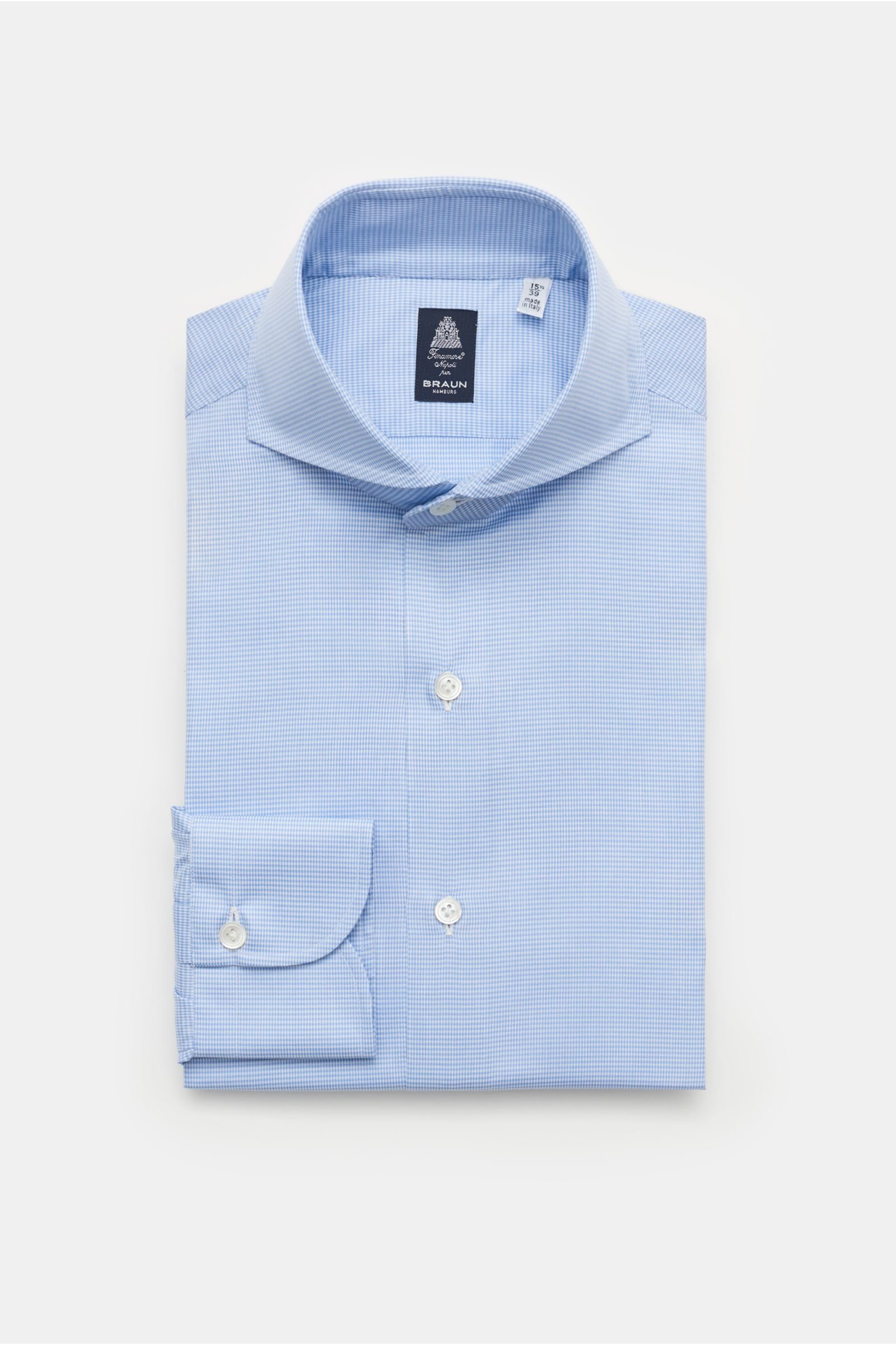 Business shirt 'Sergio Napoli' shark collar light blue/white checked