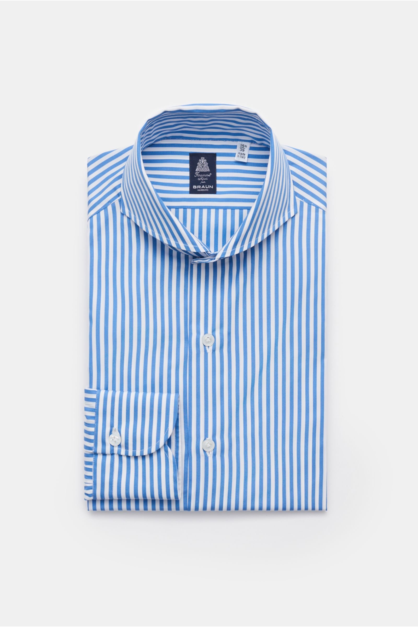 Business shirt 'Sergio Napoli' shark collar blue/white striped