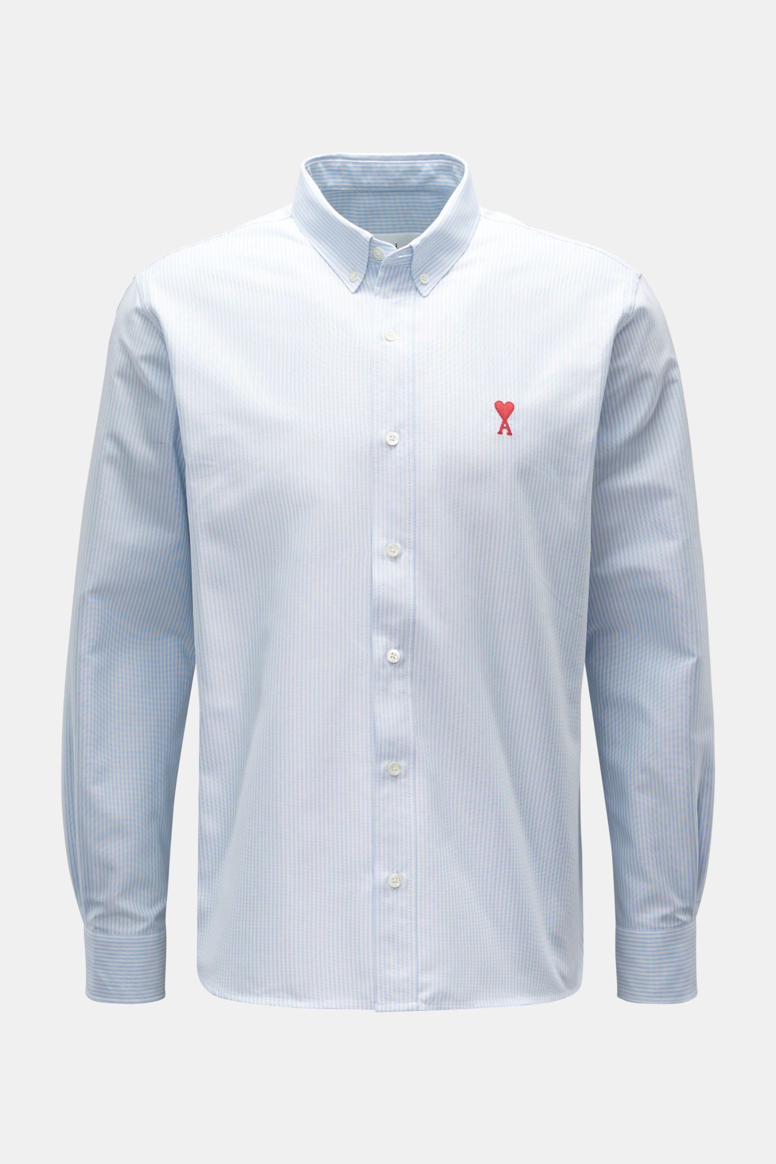 Oxfordhemd Button-Down-Kragen pastellblau/weiß gestreift