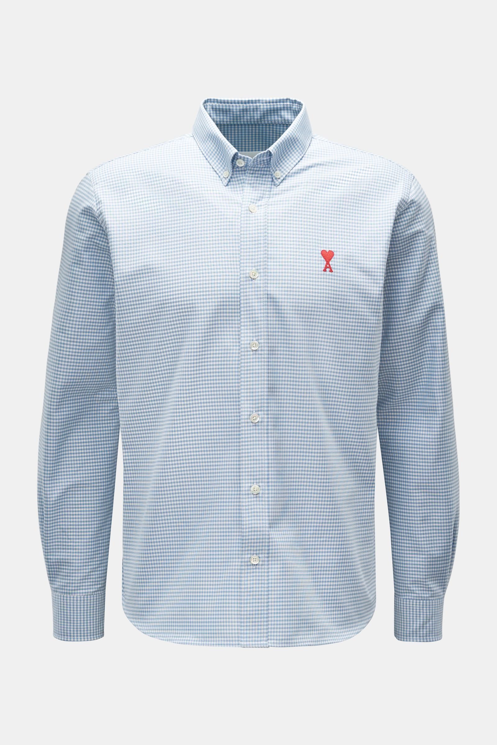 Oxford shirt button-down collar light blue/white checked
