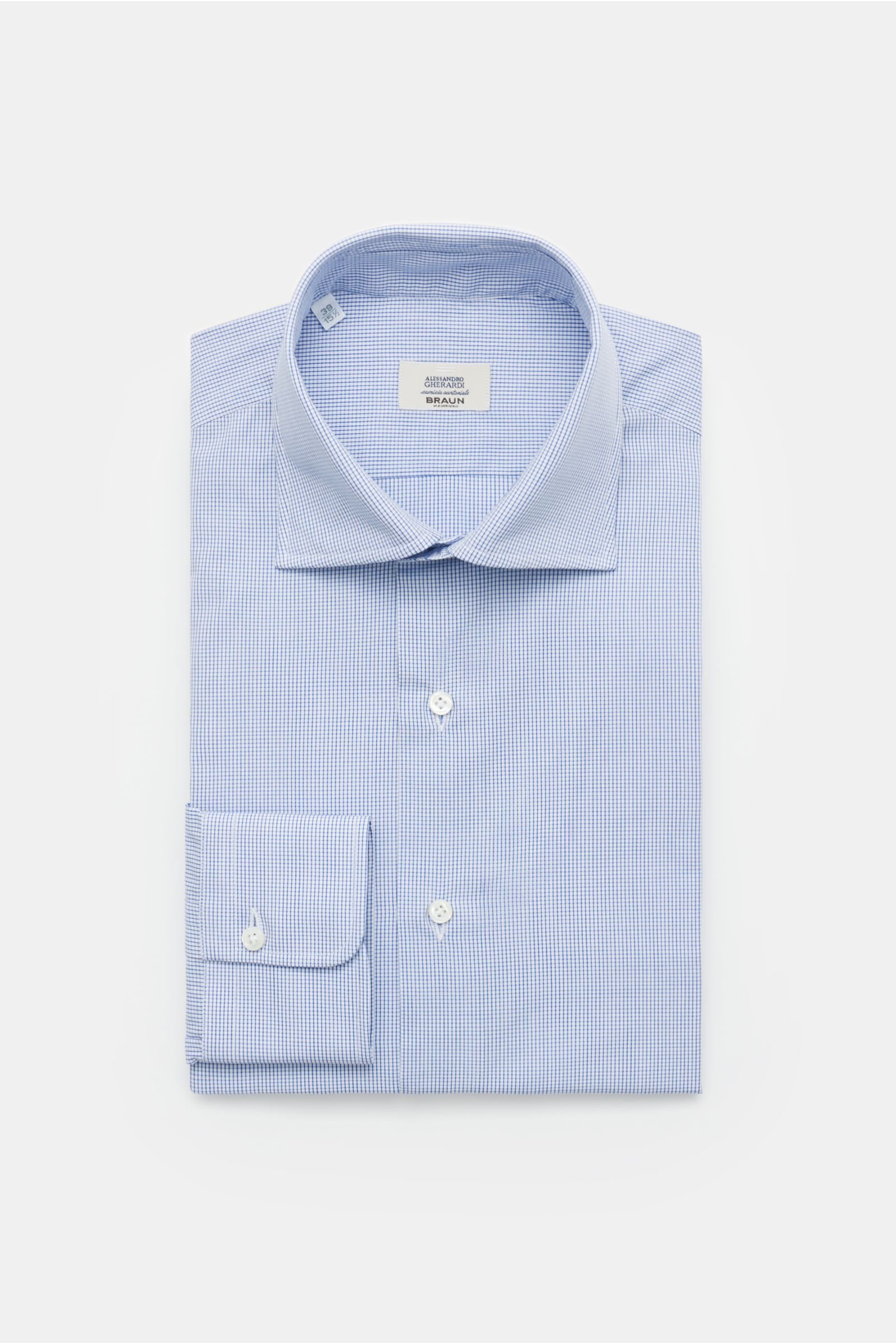 Business shirt shark collar dark blue/white checked