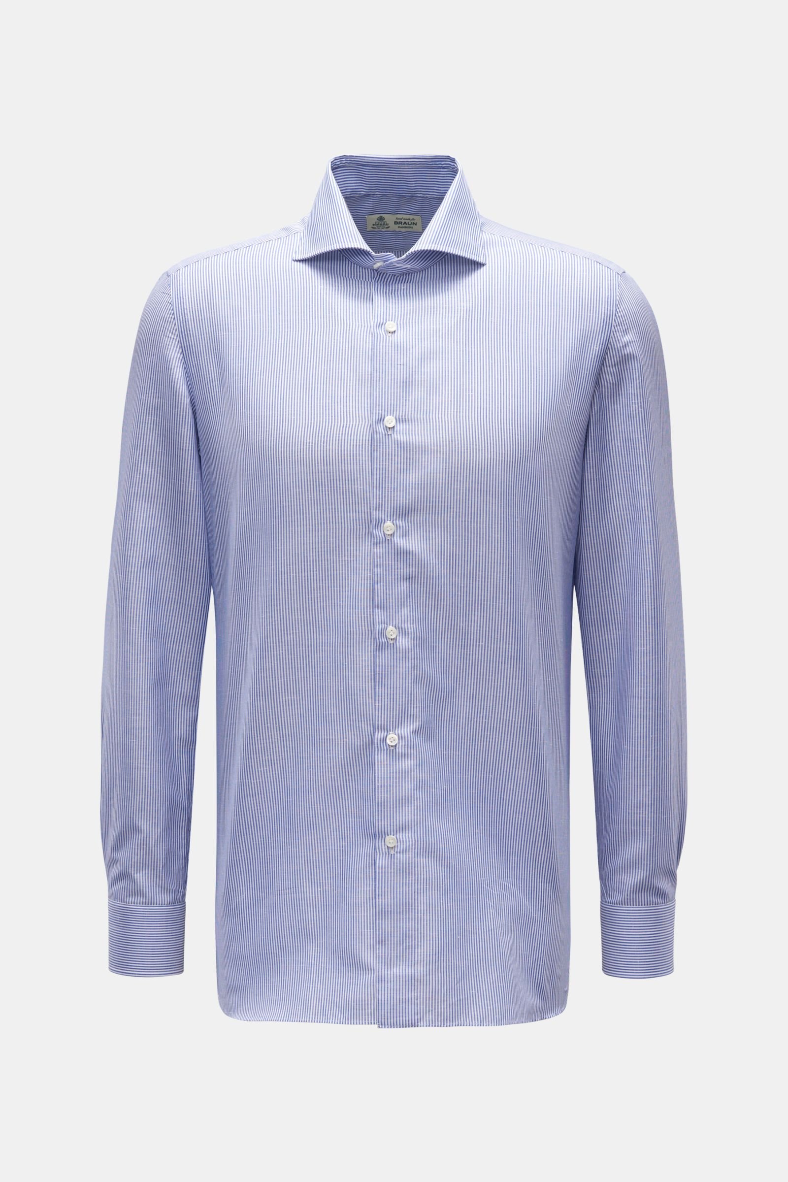 Business shirt 'Nando' shark collar grey-blue/white striped