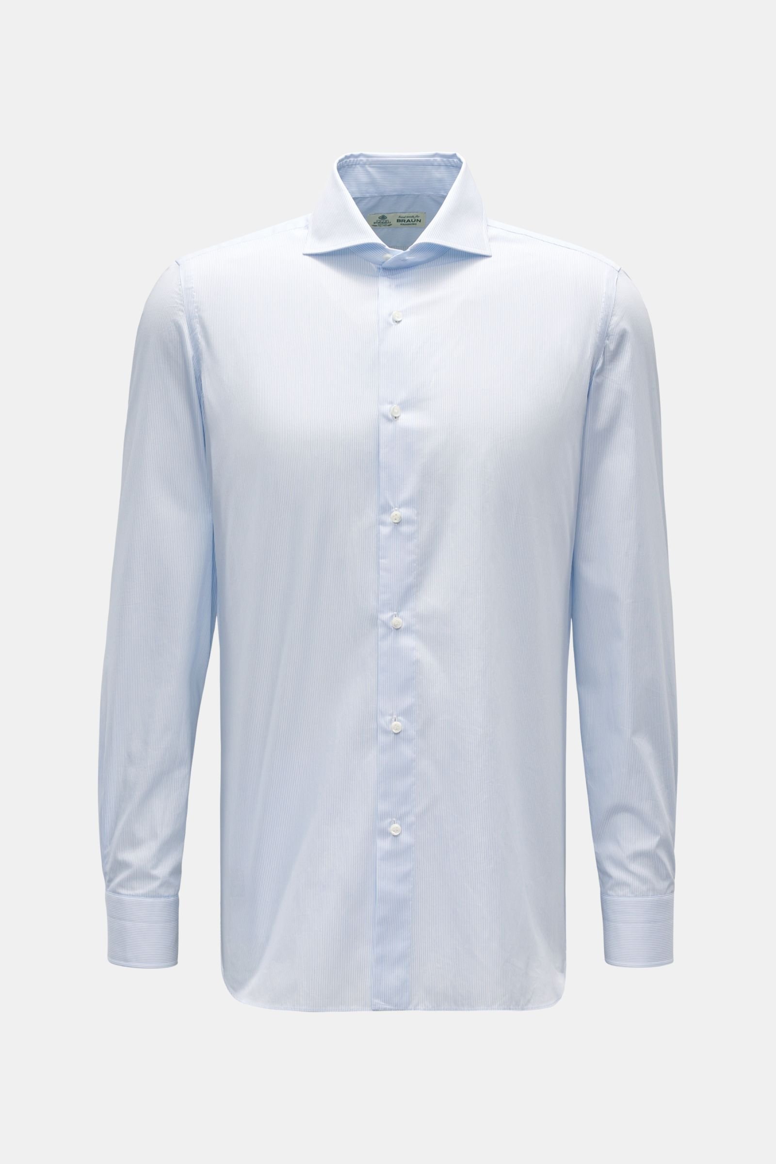 Business shirt 'Nando' shark collar smoky blue/white striped