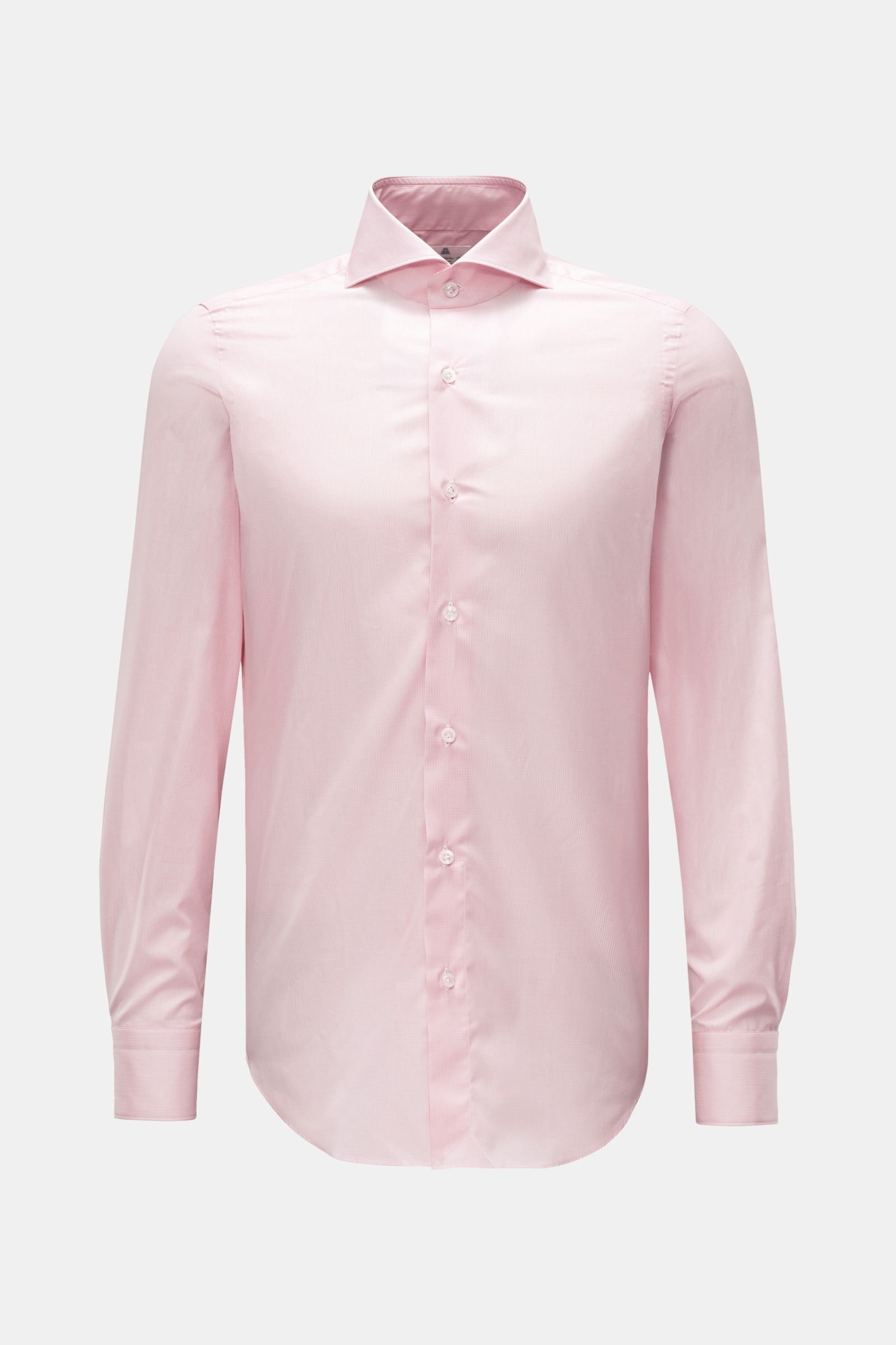 Business shirt 'Sergio Milano' shark collar rose/white checked