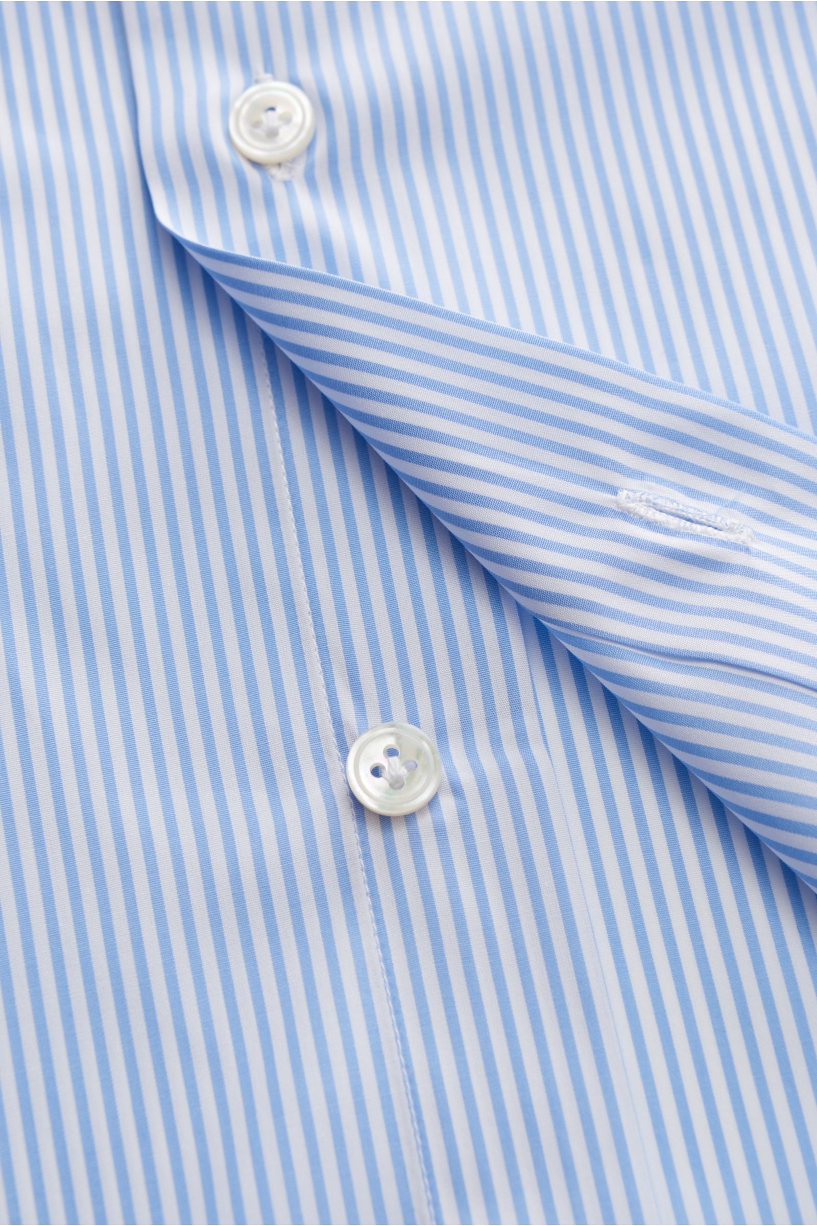 Finamore Business Hemd 'Sergio Milano' Haifisch-Kragen hellblau/weiß gestreift