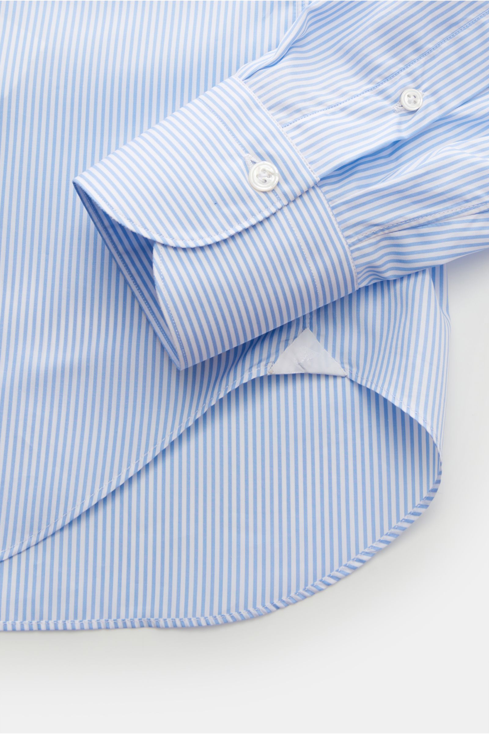 Finamore Business Hemd 'Sergio Milano' Haifisch-Kragen hellblau/weiß gestreift