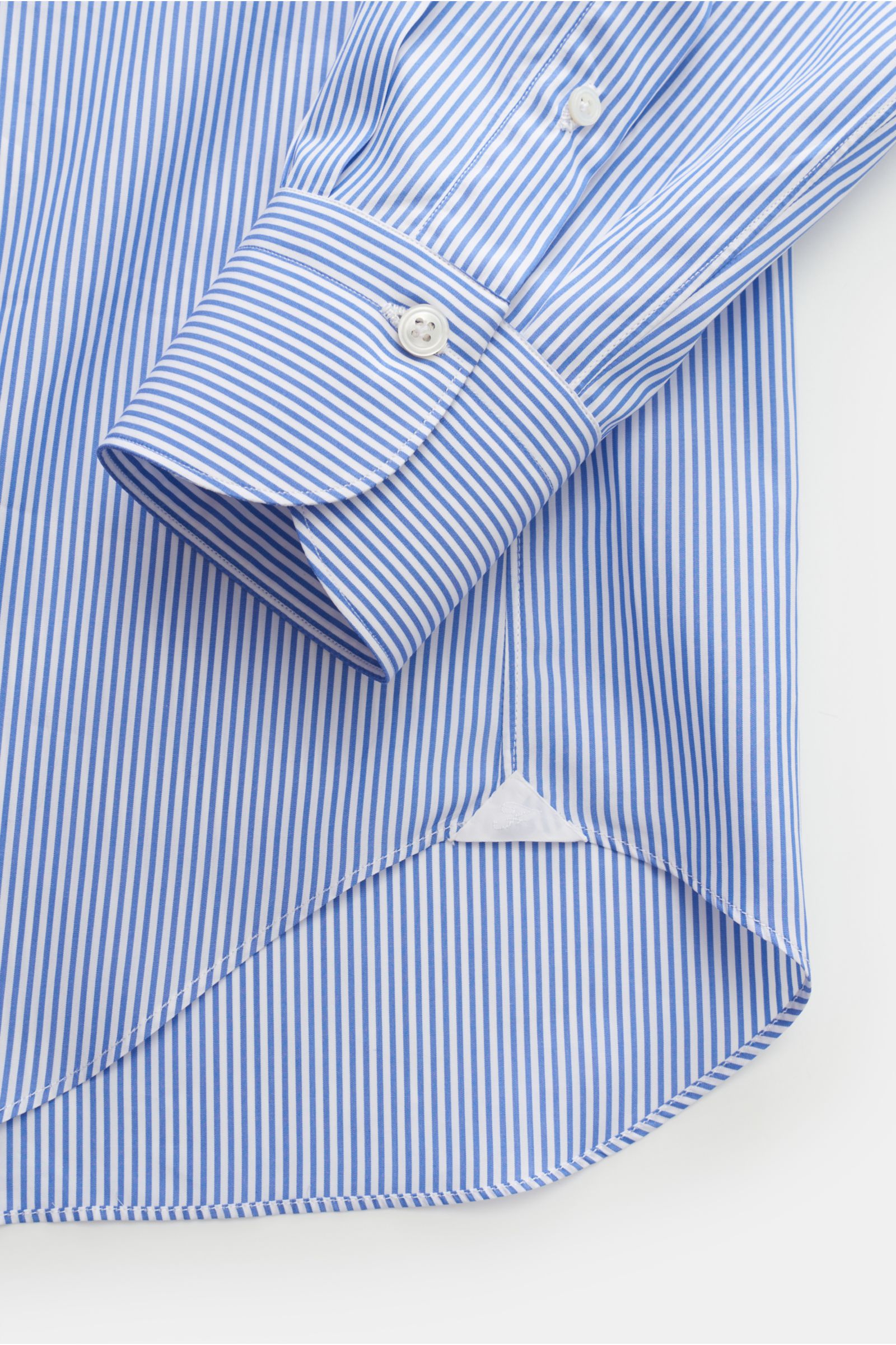 Finamore Business Hemd 'Sergio Milano' Haifisch-Kragen blau/weiß gestreift