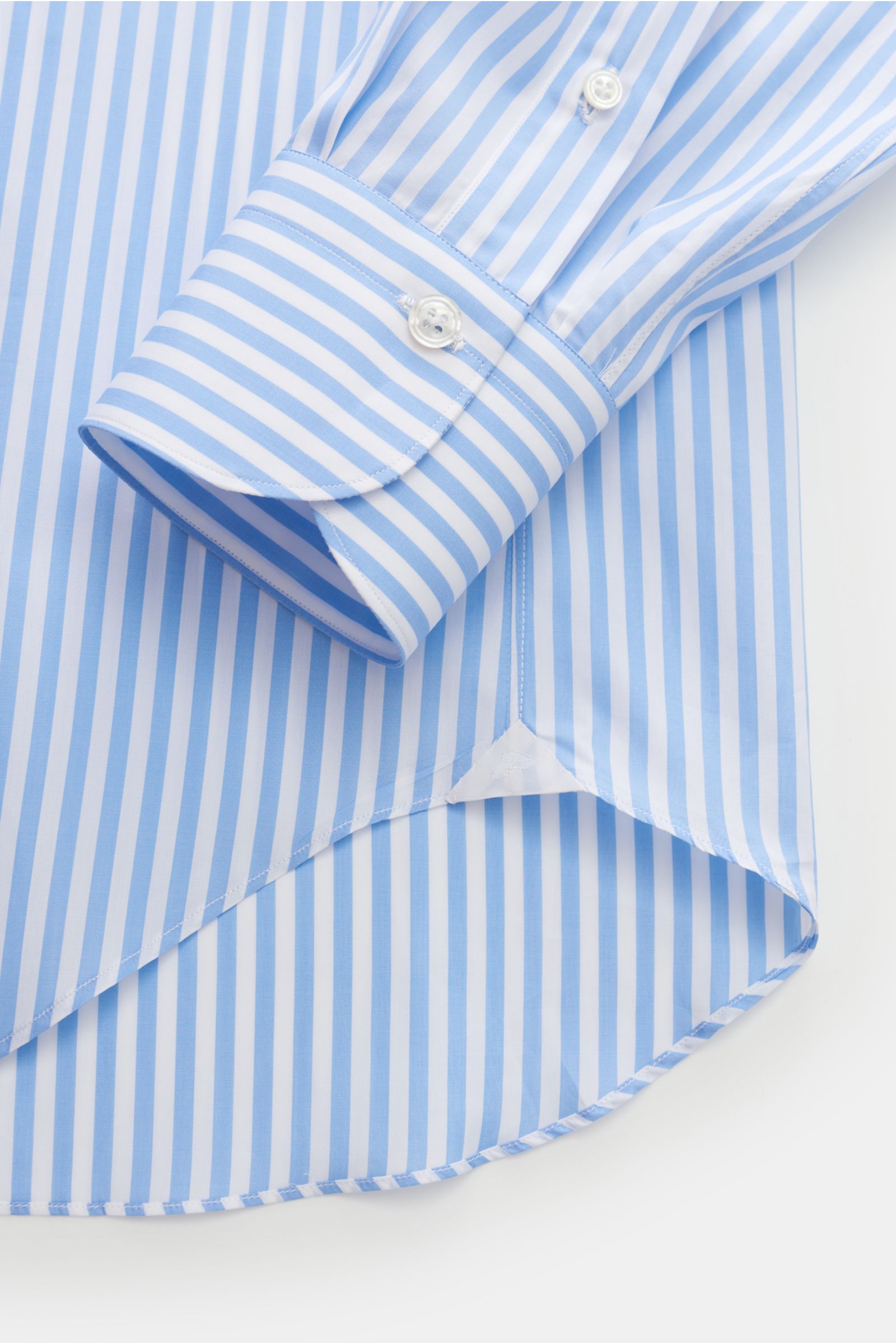 Finamore Business Hemd 'Sergio Milano' Haifisch-Kragen hellblau/weiß gestreift
