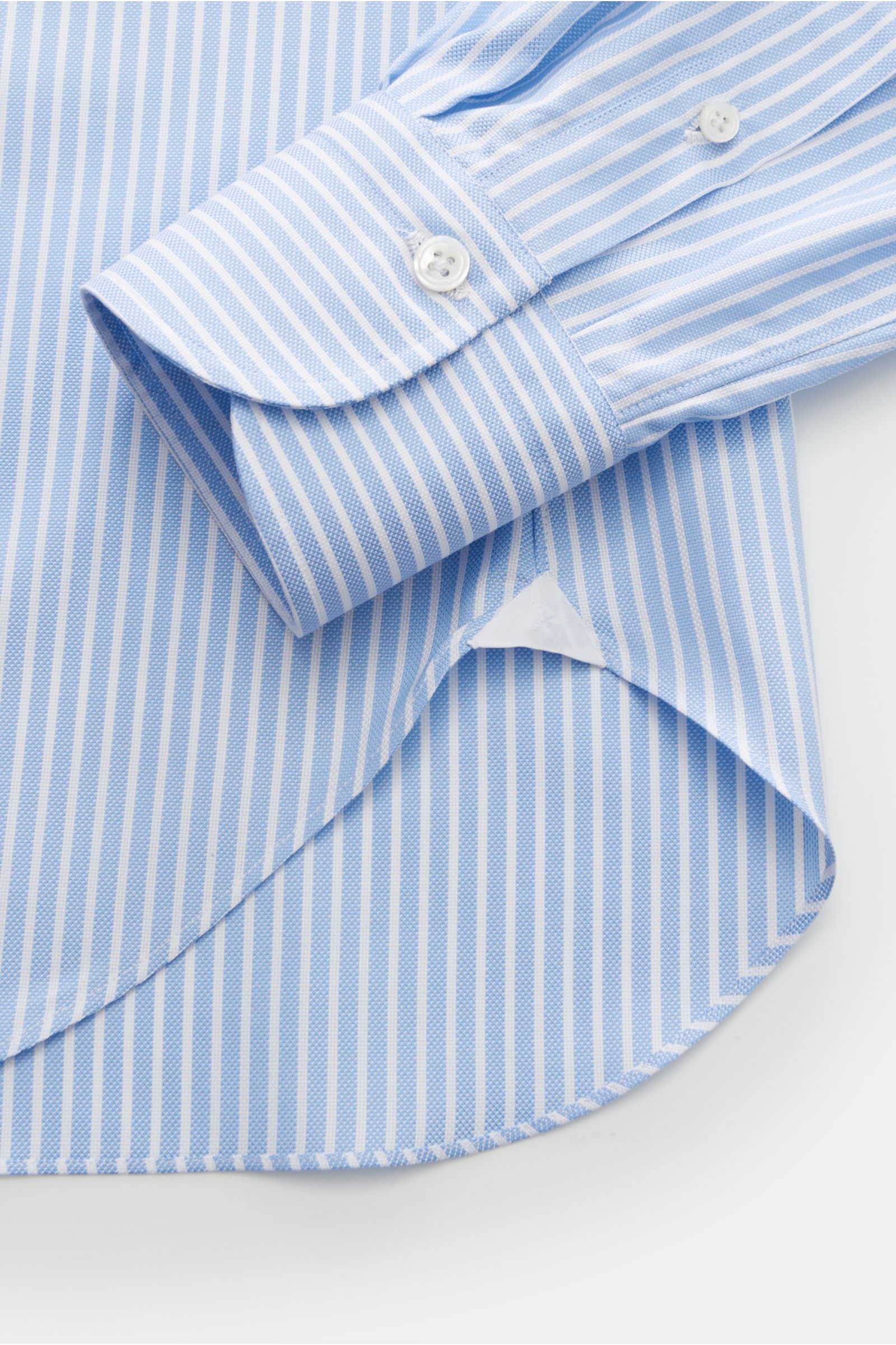 Finamore Business Hemd 'Sergio Napoli' Haifisch-Kragen hellblau/weiß gestreift