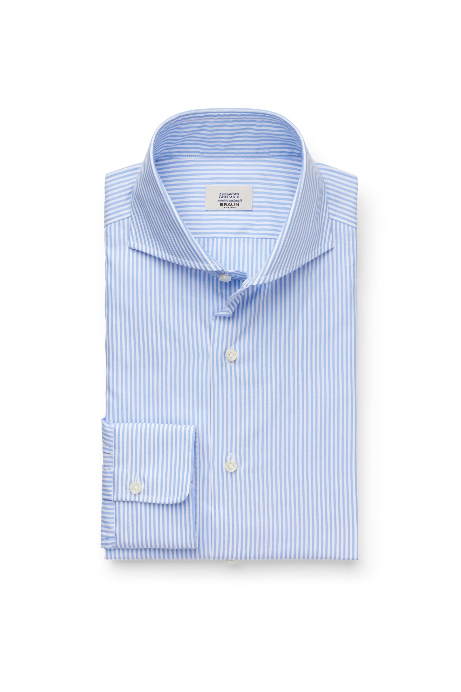 Business shirt shark collar light blue striped