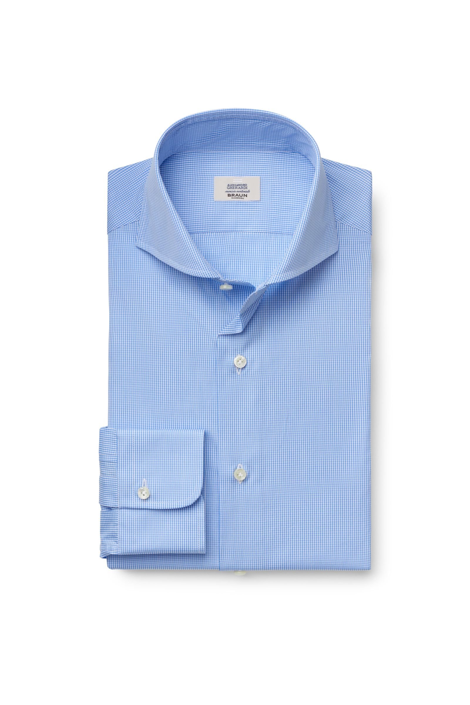 Business shirt shark collar blue checked