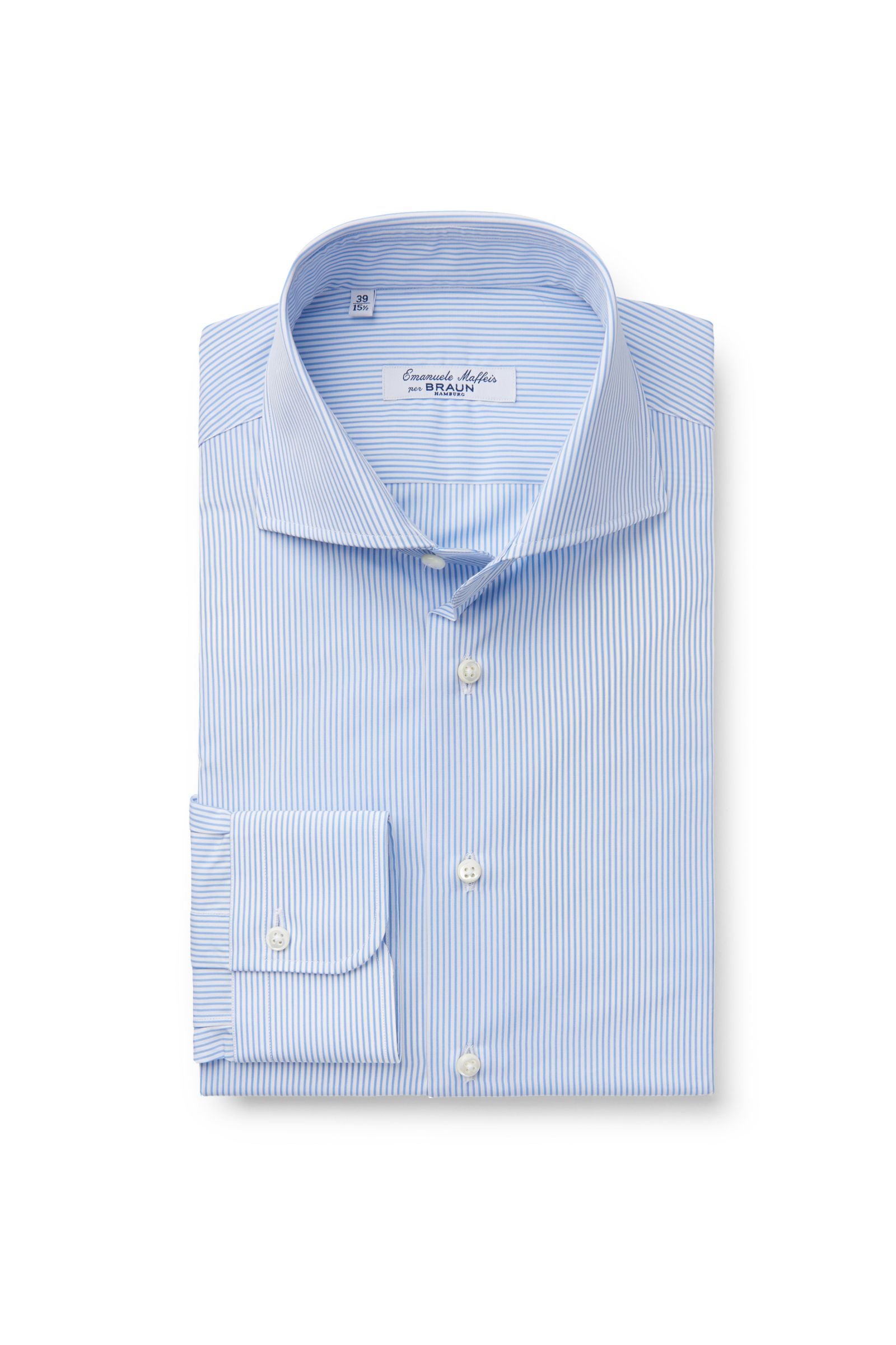 Business shirt 'Porto' shark collar smoky blue striped